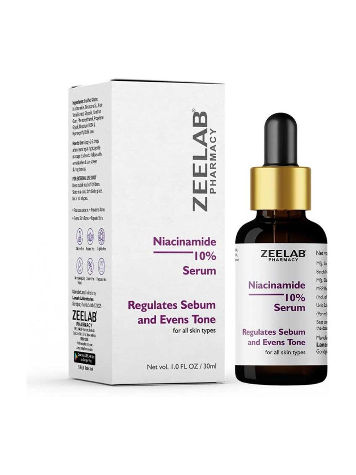 zeelab Niacinamide 10% Face Serum โ Advanced Formula for Acne, Open Pores, Oil Control & Skin Brightening | Niacinamide Serum for Men, Women & Sensitive Skin