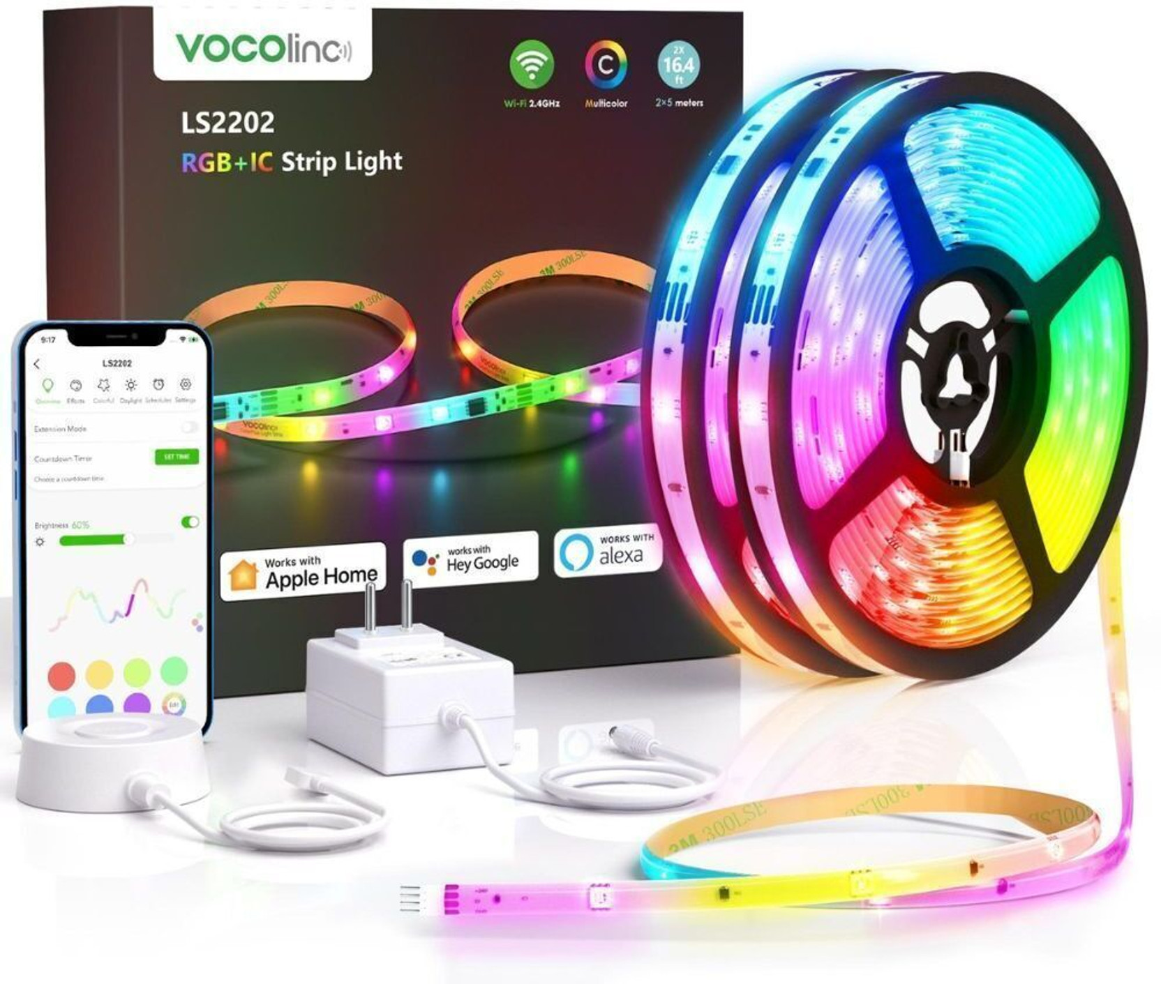 Vocolinc PU Coated Wifi Smart HomeKit Compatible, 2x5m LED Light Strip