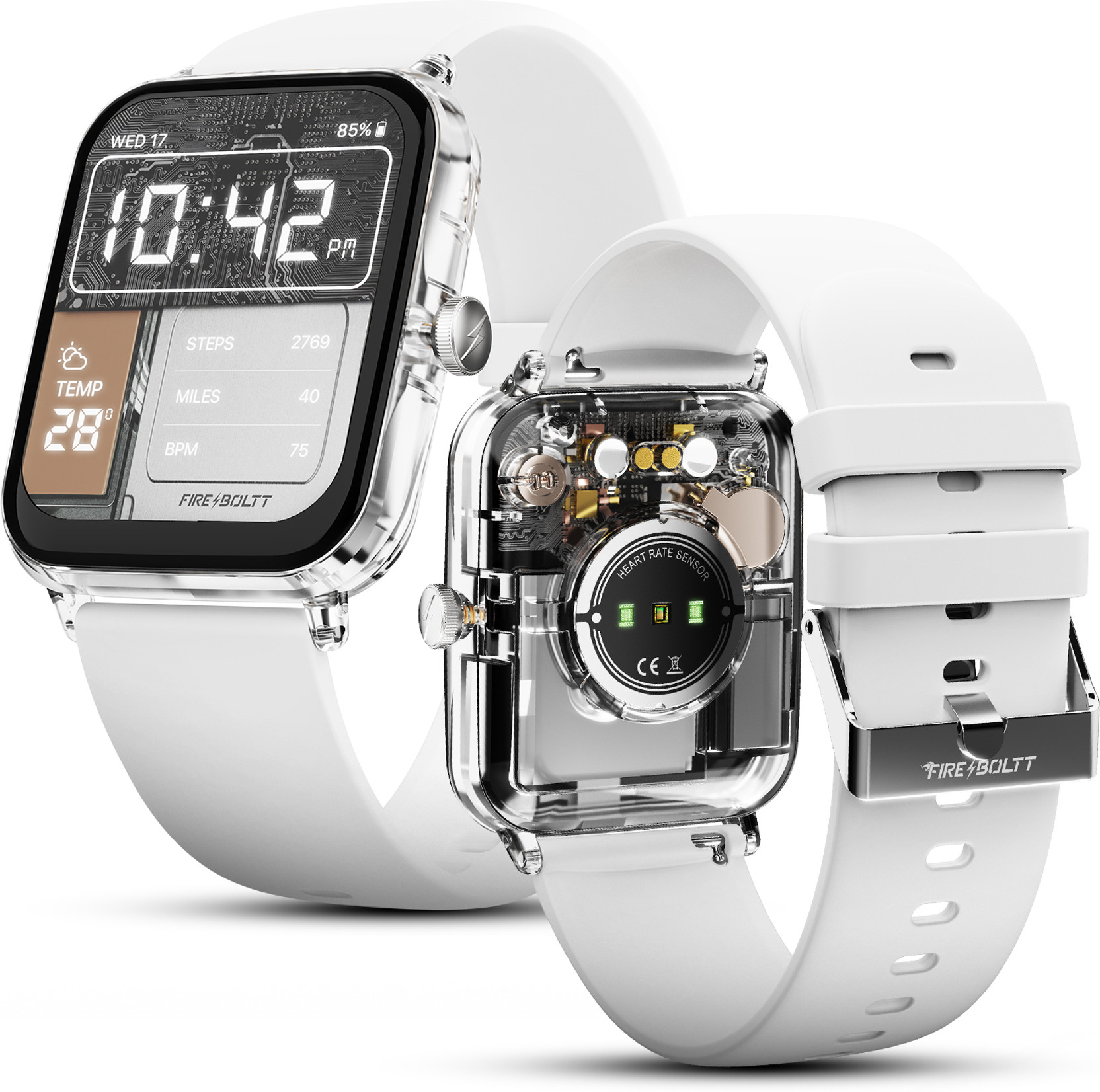 Fire-Boltt Ninja Phantom Smartwatch (Frost White Strap, Free Size...more