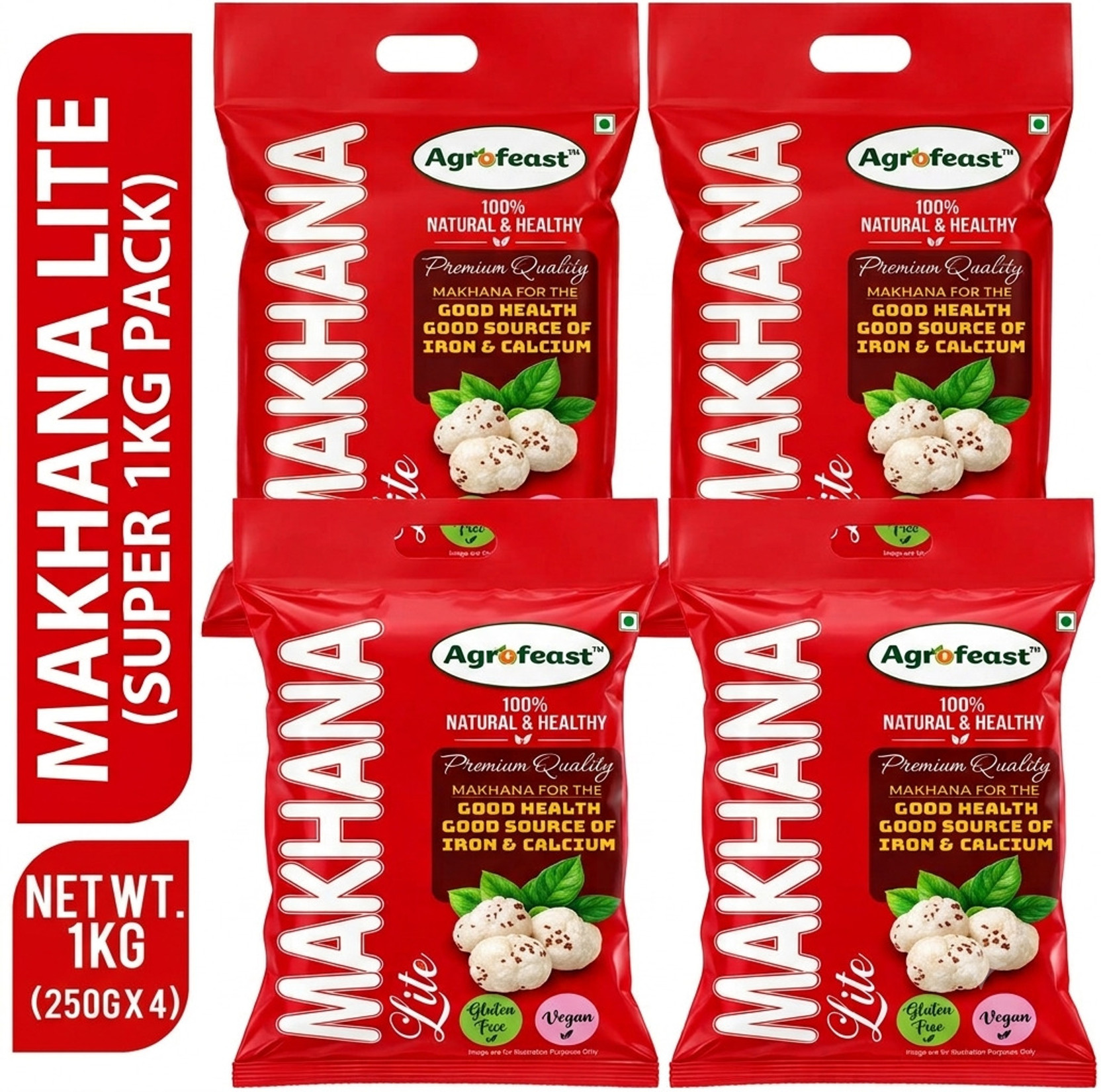 AGROFEAST Phool Makhana | Light & Crunchy Fox Nuts 1kg Makhana