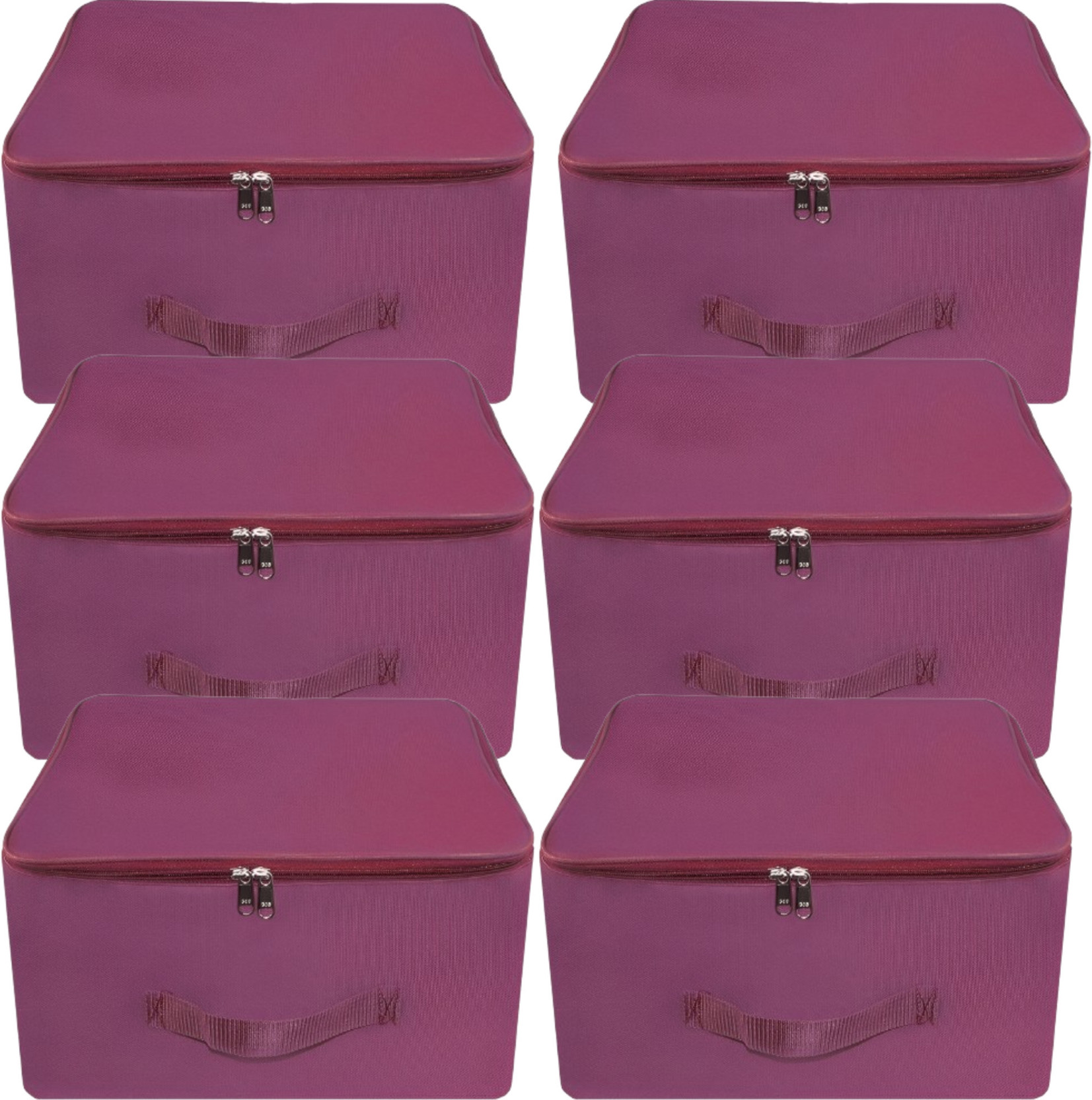 Mdali Storage Bags for Clothes,Saree with Zip Closure & Handle (Magenta, Pack of 6) Polyester Laundry Bag
