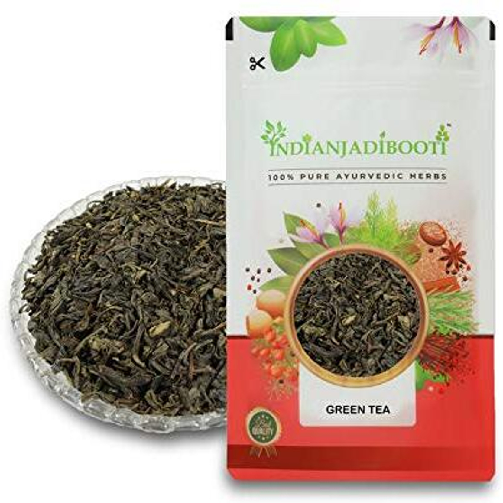 IndianJadiBooti Pure Green Tea Leaves Whole Leaf Camellia Sinensis