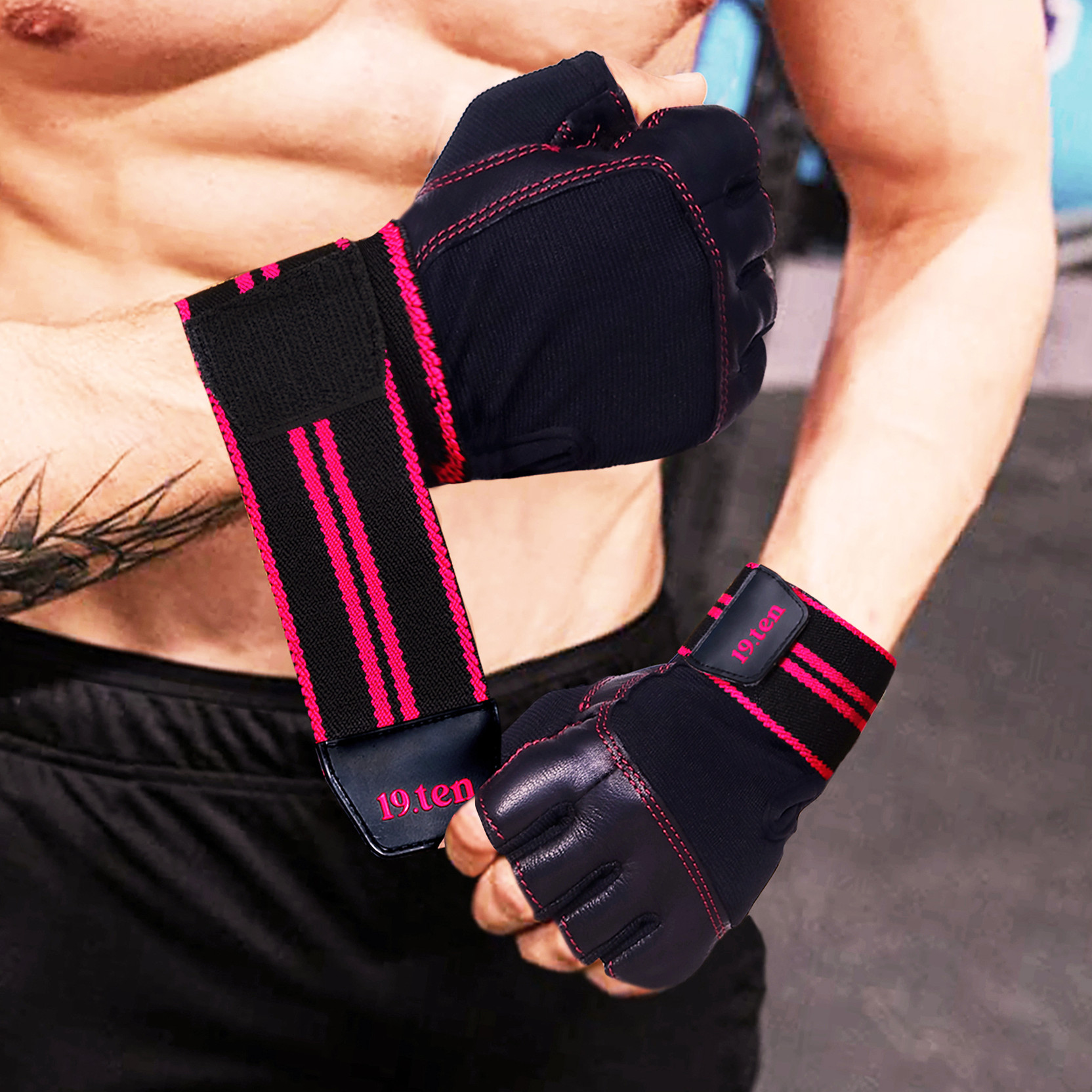 19.ten Mucho Man Sport Gloves For Men & Women Palm Wrist Wrap Protection Leather Gloves Gym & Fitness Gloves