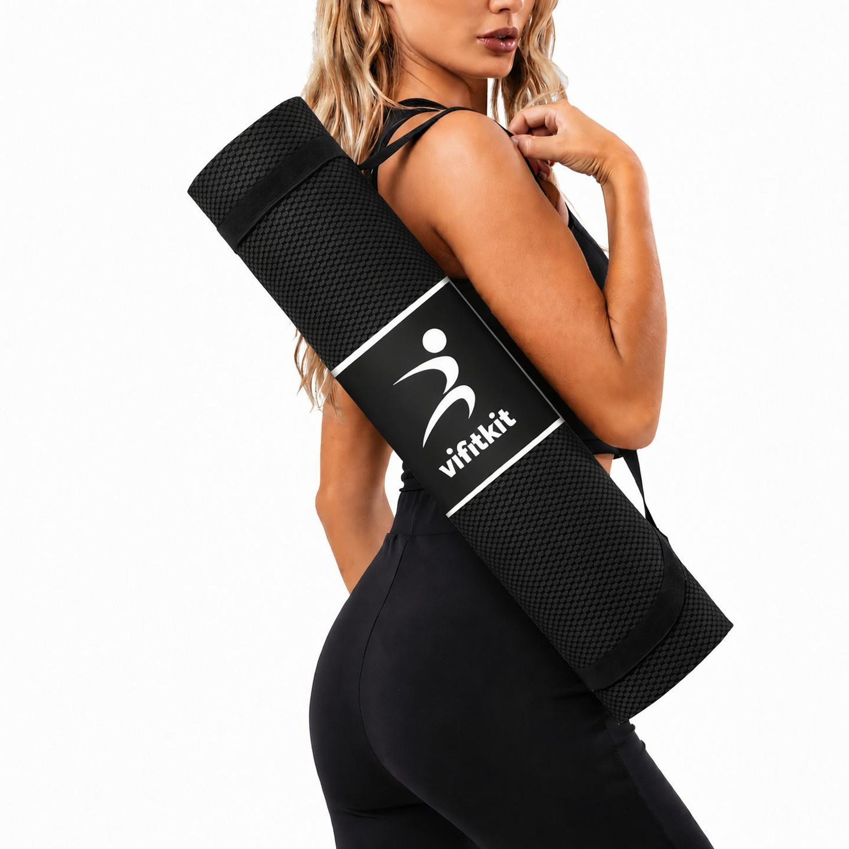 VIFITKITE Anti-Skid Exercise Mat with Carry Bag for Home Gym, Outdoor Workout Black 6 mm Yoga Mat