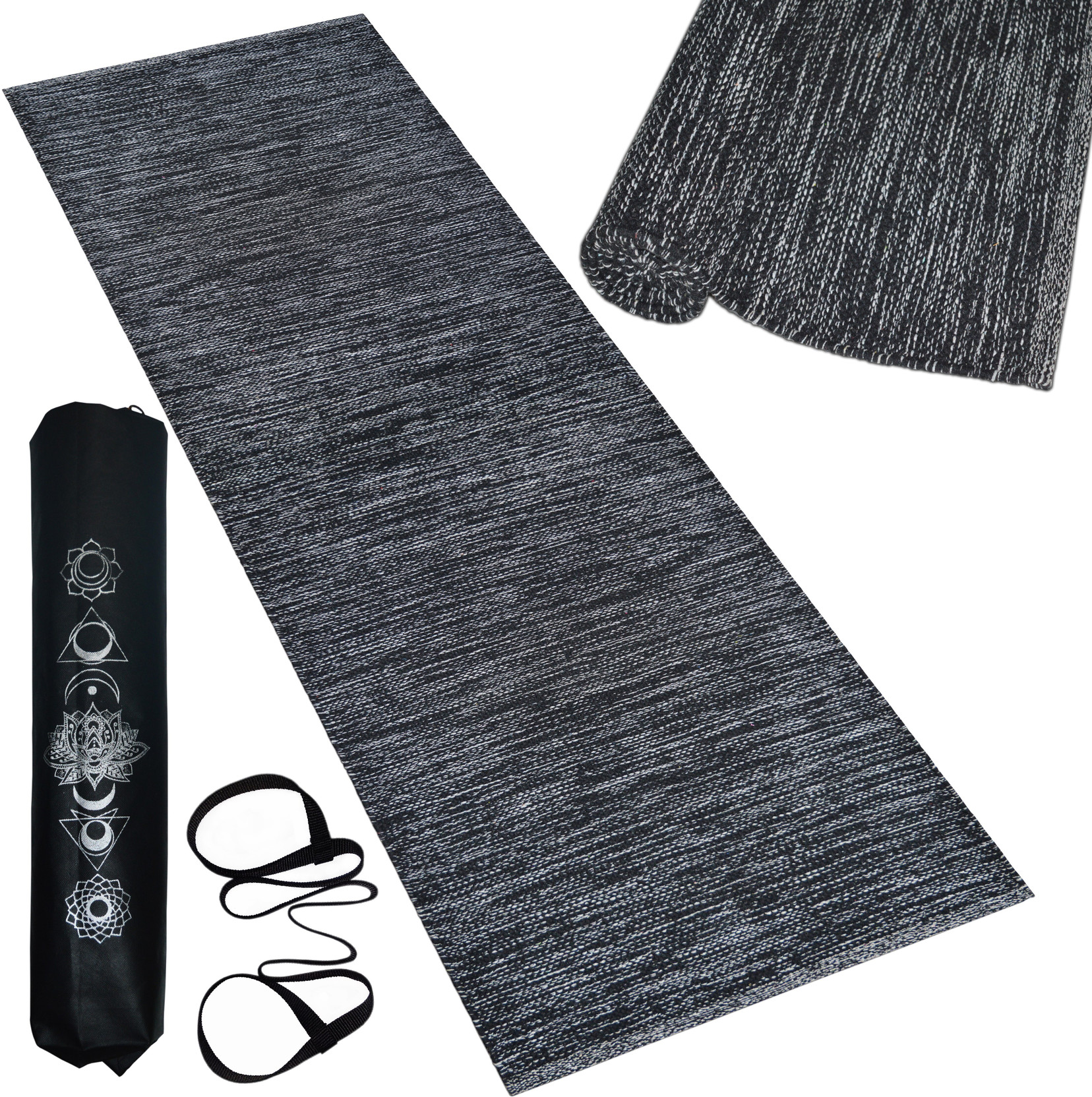 house of handmade Premium Cotton Yoga Black 6 mm Yoga Mat