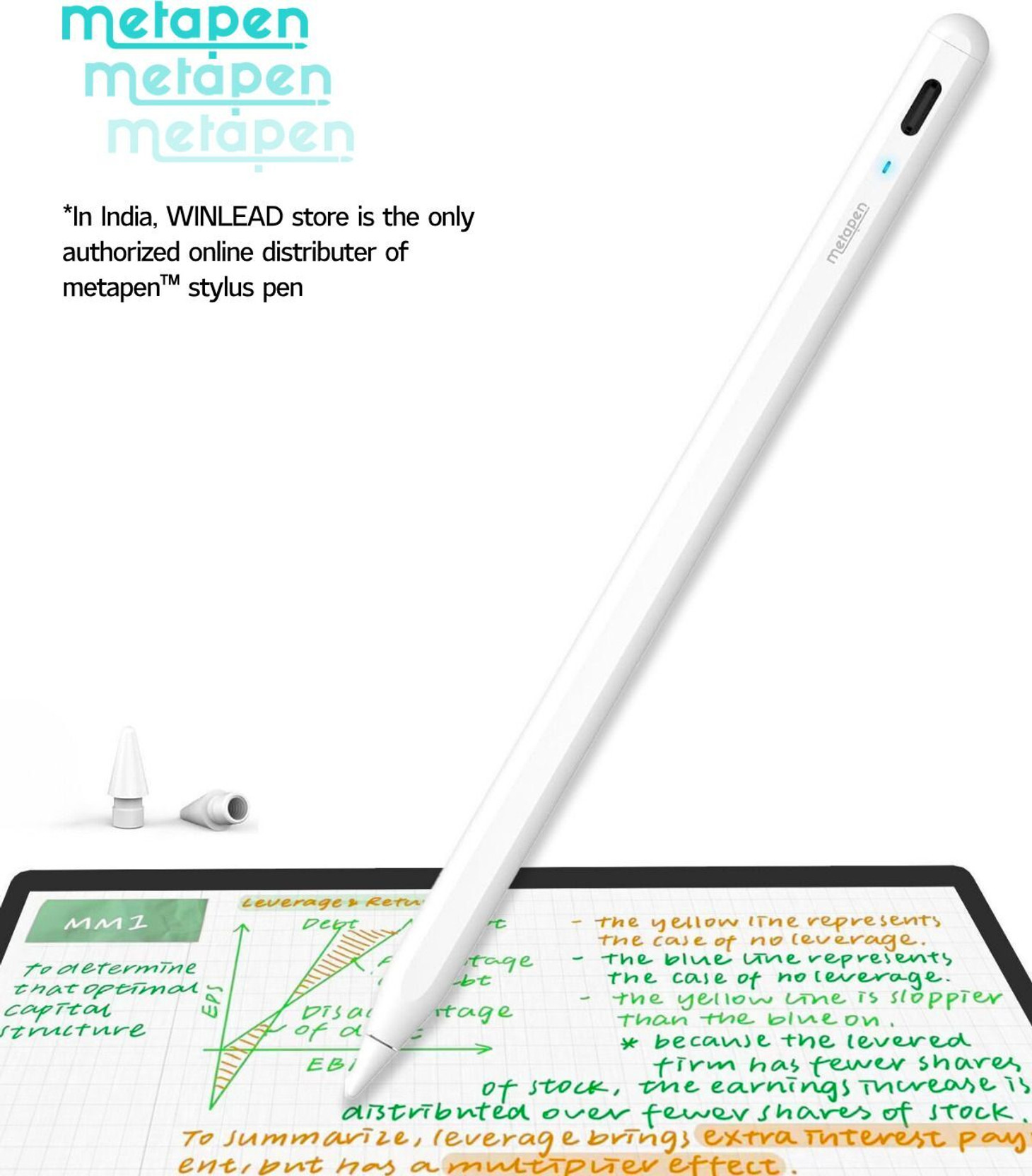 Metapen A8 Glide Stylus Pencil with Tilt Sensitivity for iPad 2018-2025 Stylus