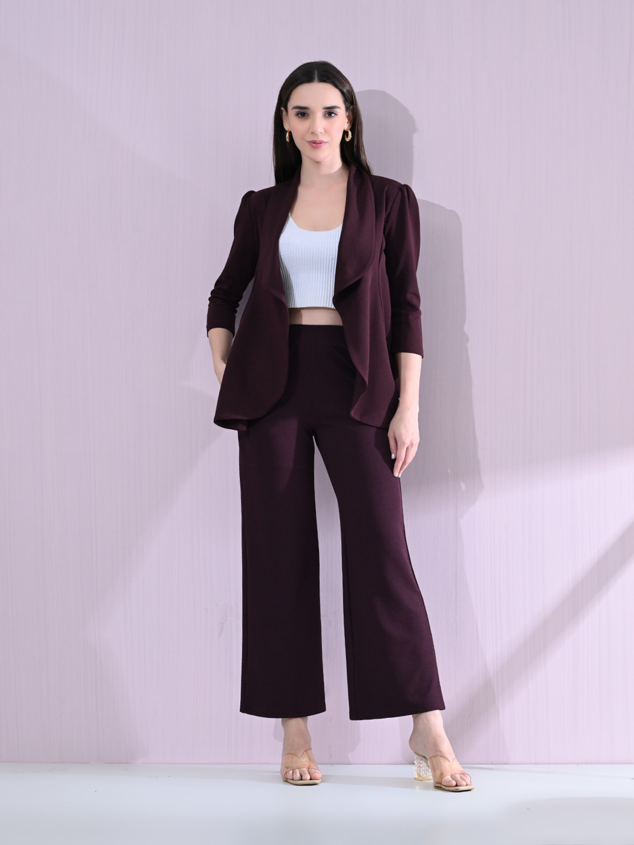 Shirt Pant Co-ords Set with Blazer
