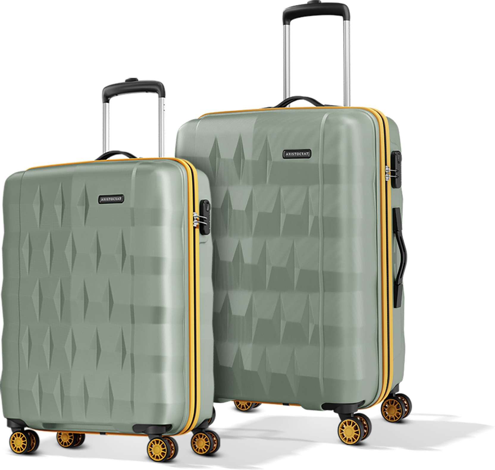 Aristocrat Liberty Set of 2 (Cabin+Medium) Trolley Bags, Saddle Brown | 8-Wheels, Polypropylene Case, Spacious, Combination Lock, Sturdy Zipper, Lightweight Tra