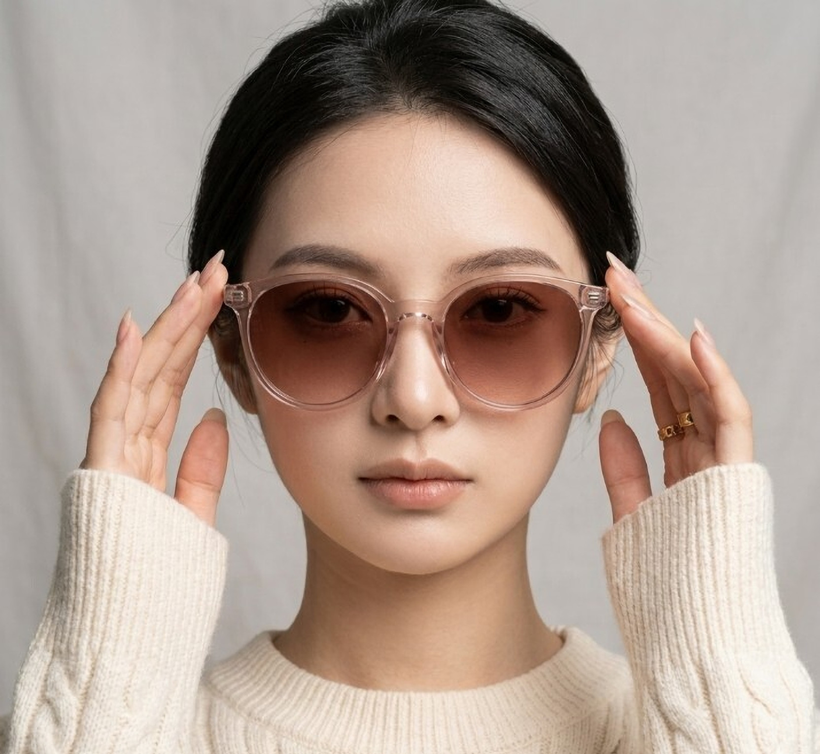 UV Protection, Polarized Cat-eye, Round Sunglasses (Free Size)