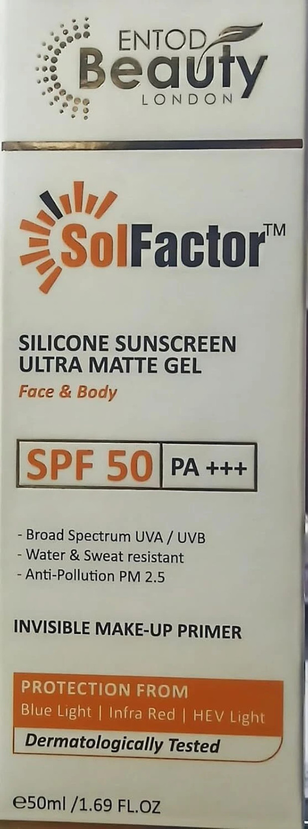 SolFactor Sunscreen - SPF 50 PA++++ Silicone Sunscreen SPF 50 PA+++ Ultra Matte Gel For Face & Body 50ml