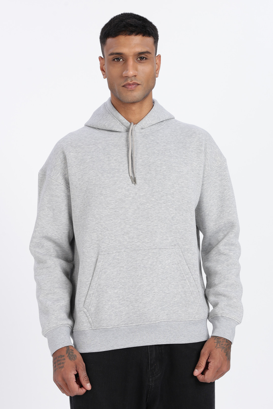 Men Full Sleeve Solid Hooded Sweatshirt
