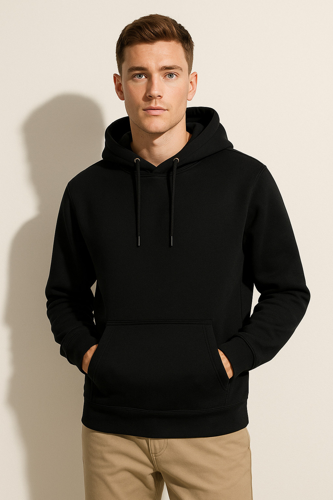 Men Full Sleeve Solid Hooded Sweatshirt