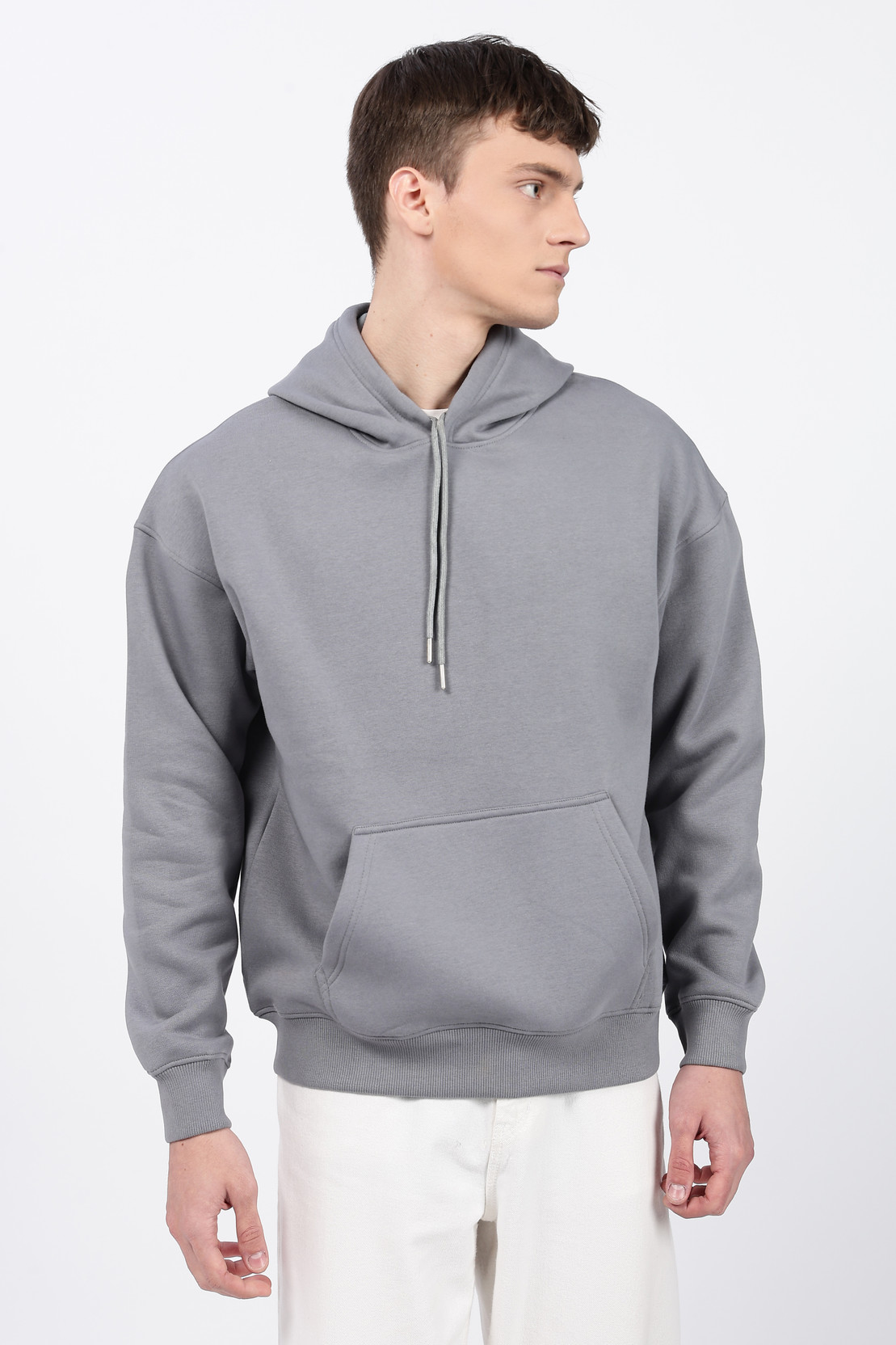 Men Full Sleeve Solid Hooded Sweatshirt