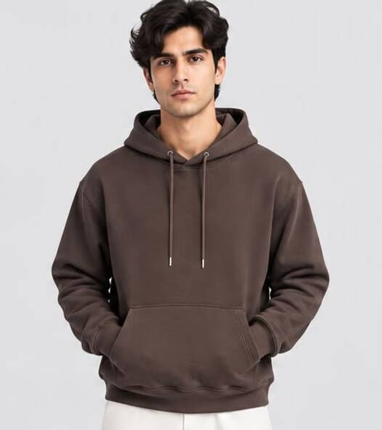 Men Full Sleeve Solid Hooded Sweatshirt