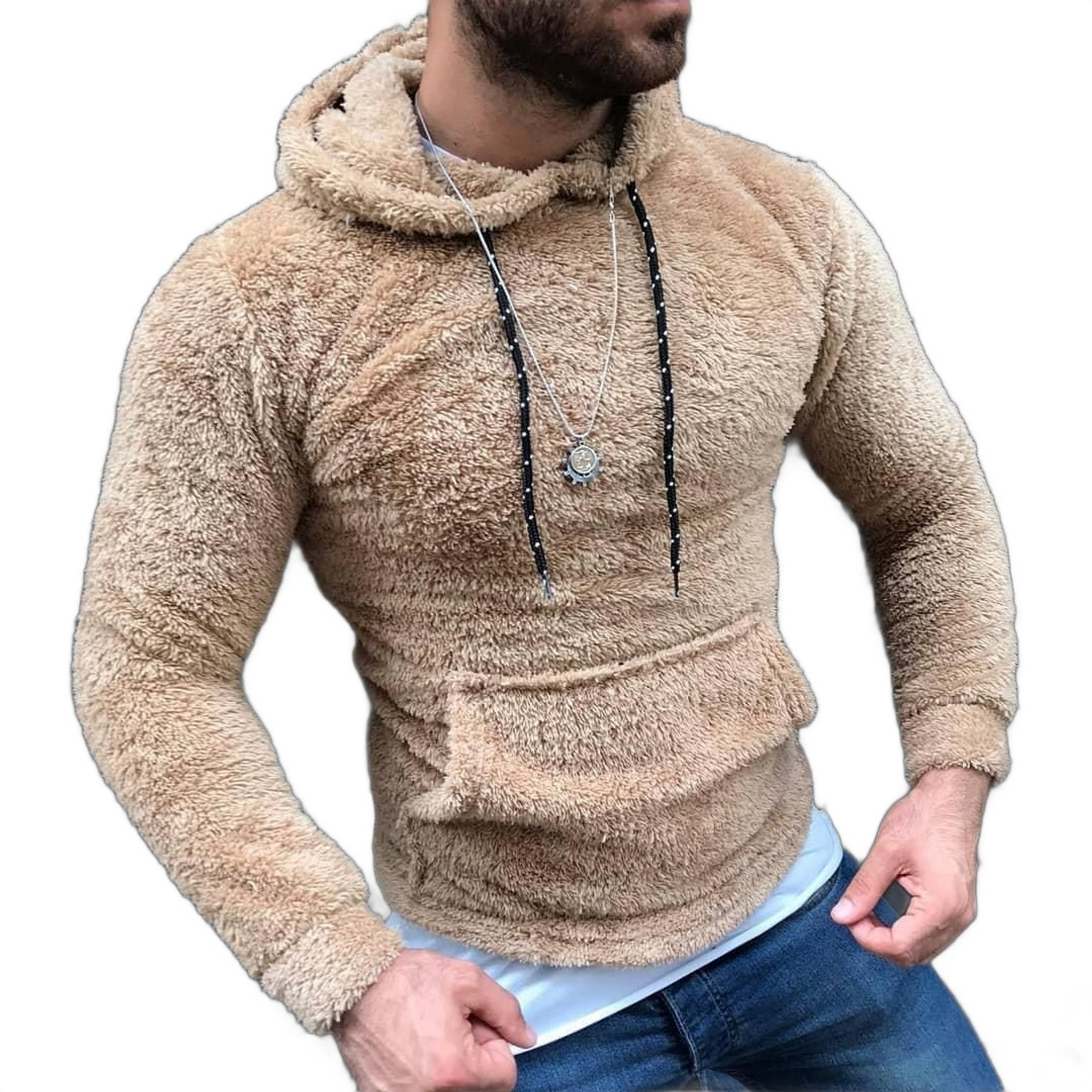 Men Full Sleeve Self Design Hooded Sweatshirt