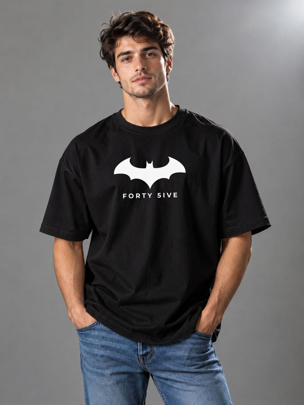 Men Printed Round Neck Pure Cotton Black T-Shirt