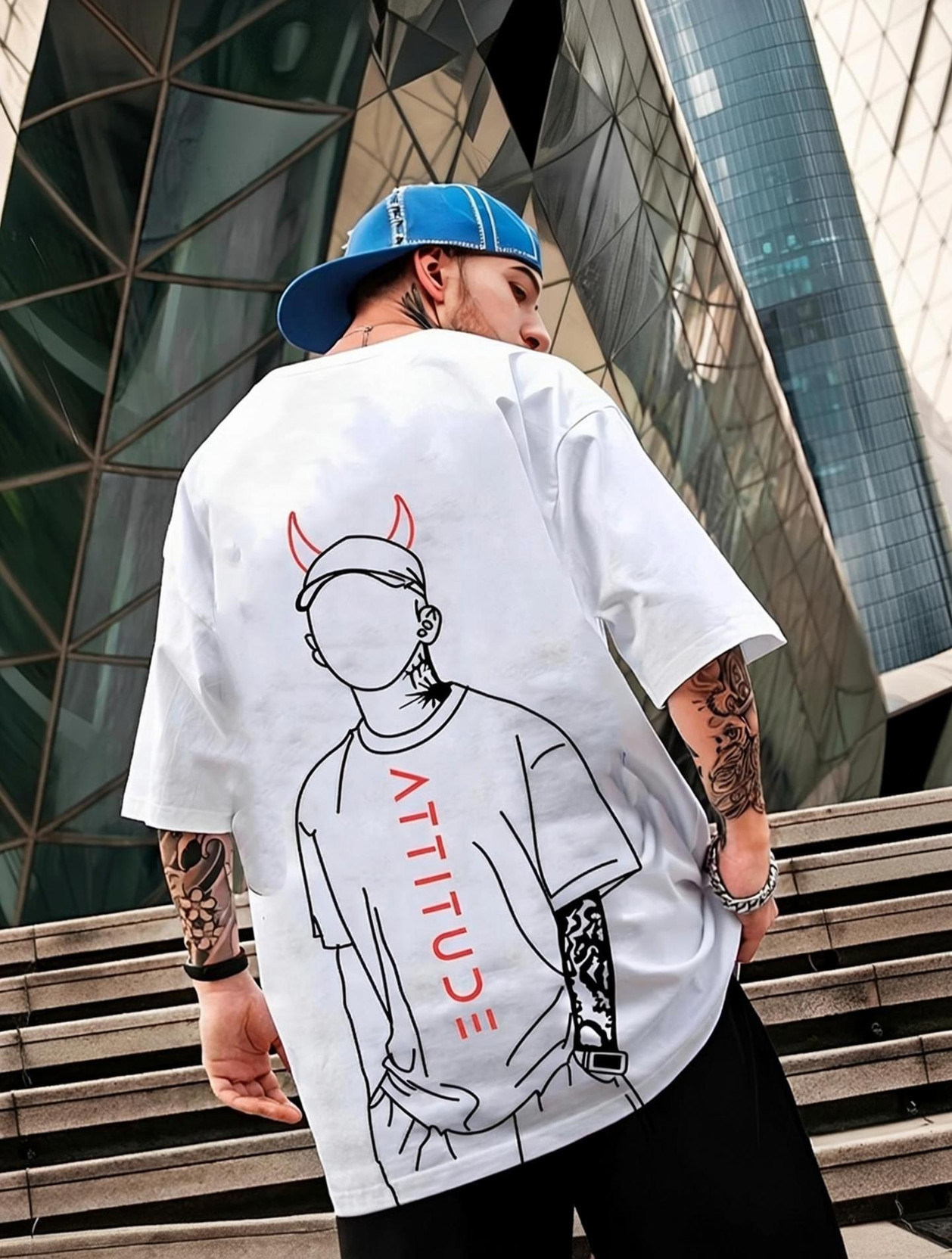 Men Printed Round Neck Pure Cotton White T-Shirt