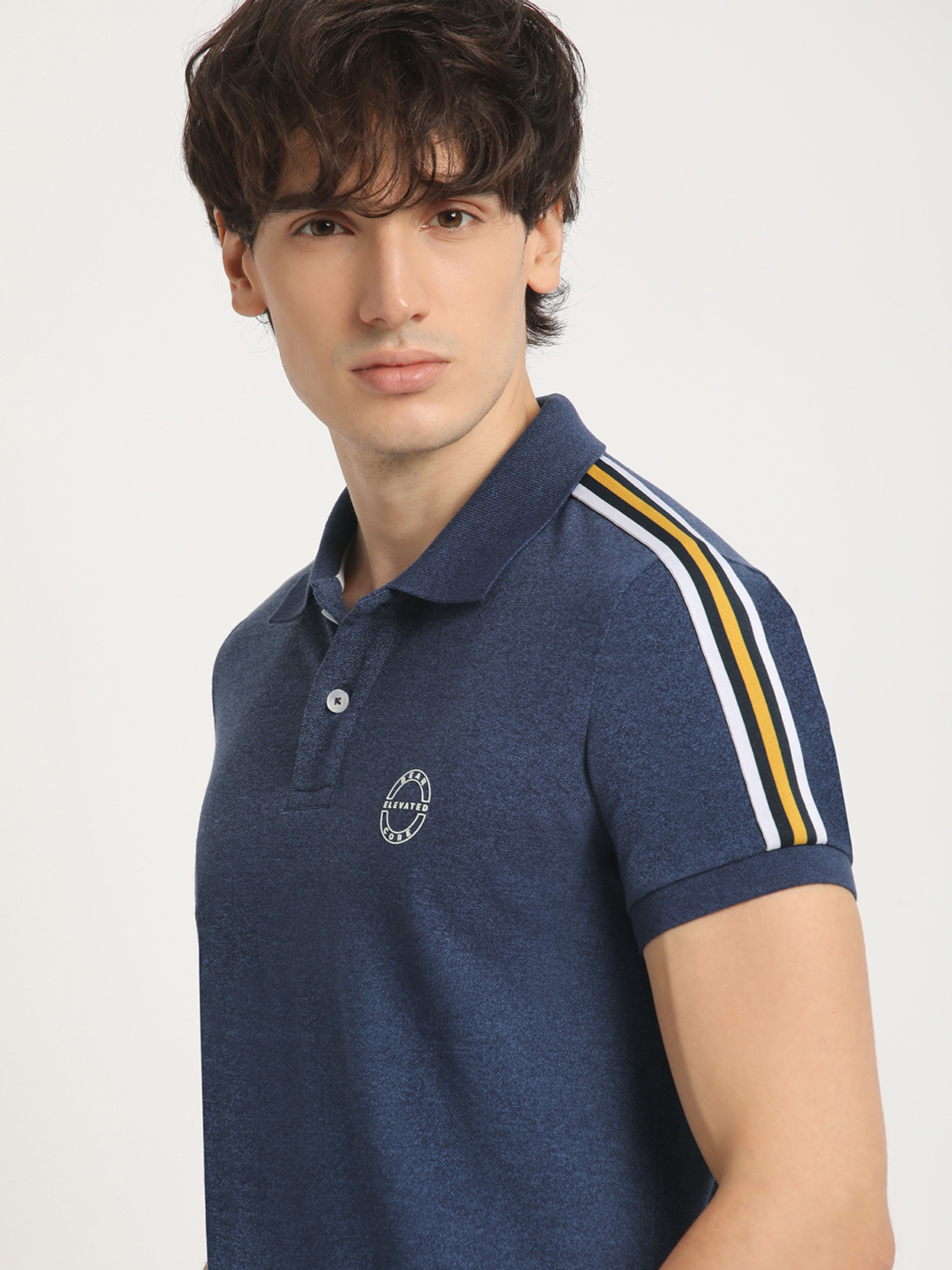 Men Self Design Polo Neck Polycotton Blue T-Shirt