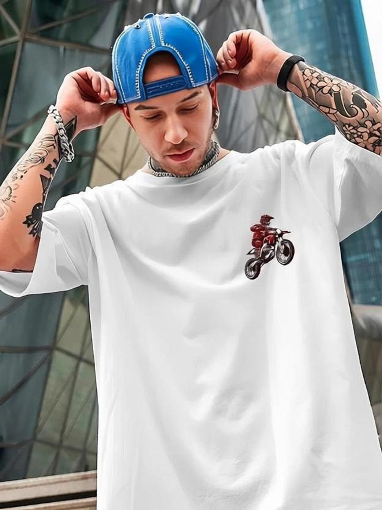 Men Printed Round Neck Pure Cotton White T-Shirt