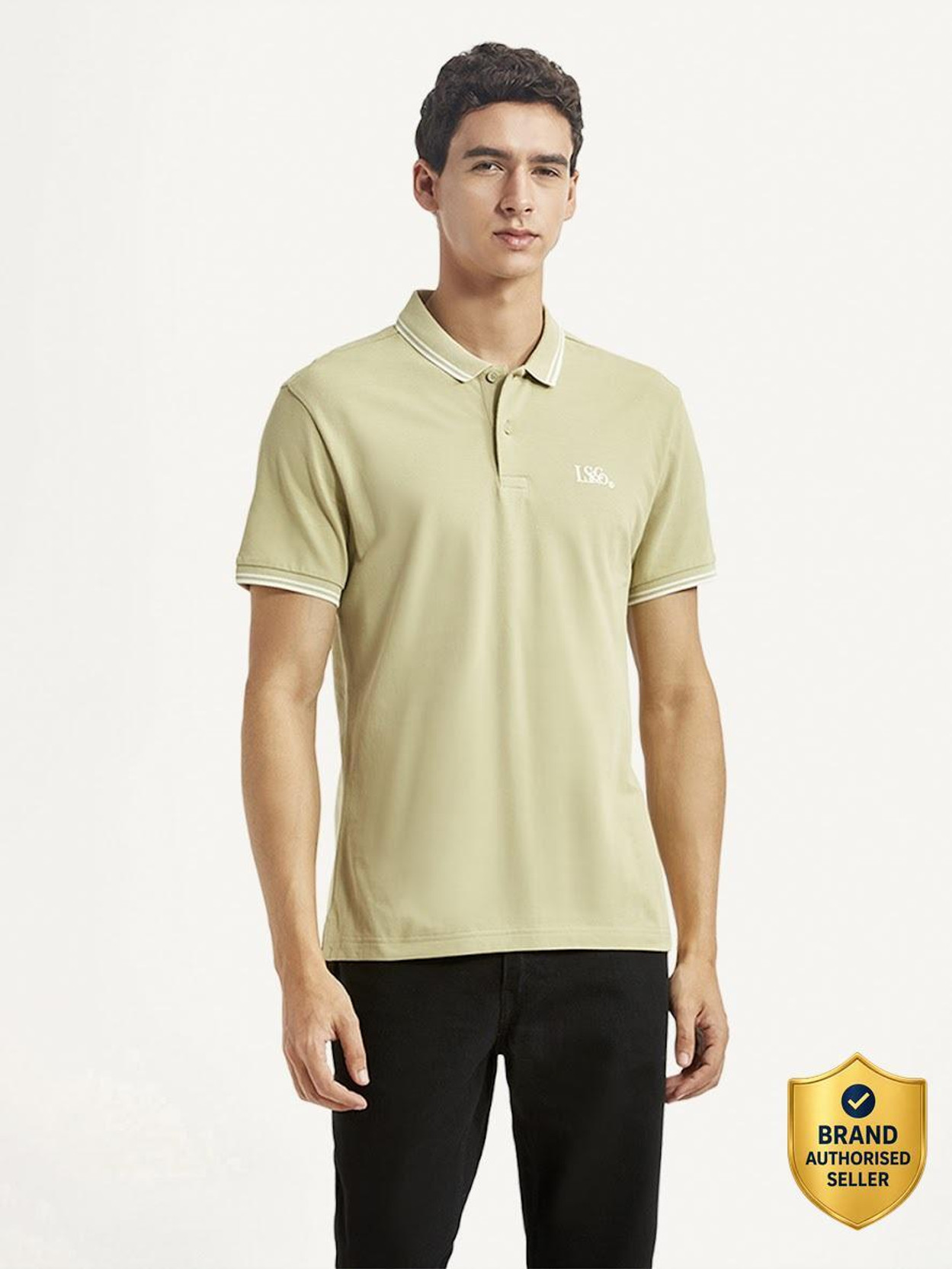 Men Solid Polo Neck Pure Cotton Green T-Shirt