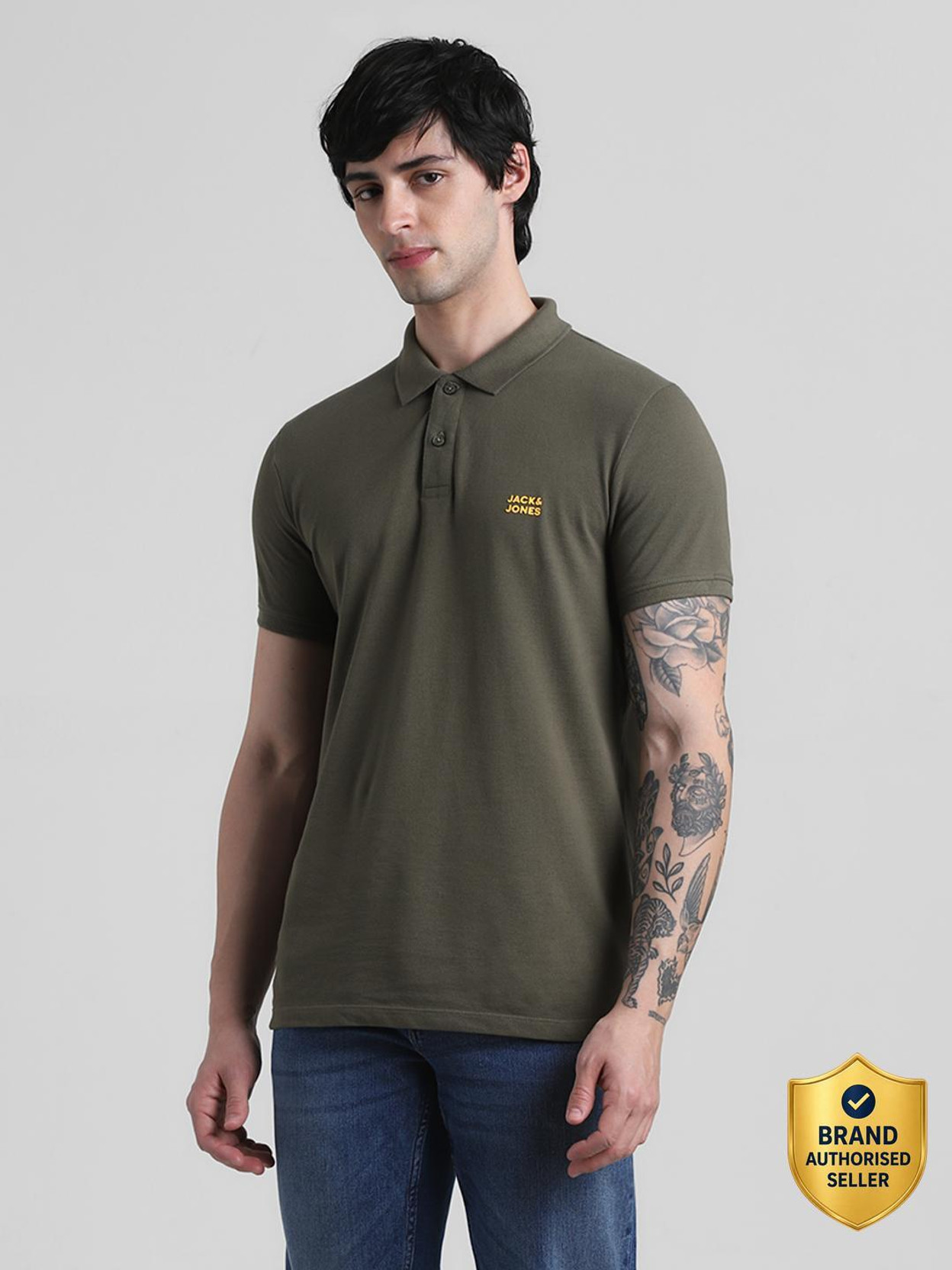 Men Solid Polo Neck Cotton Blend Green T-Shirt