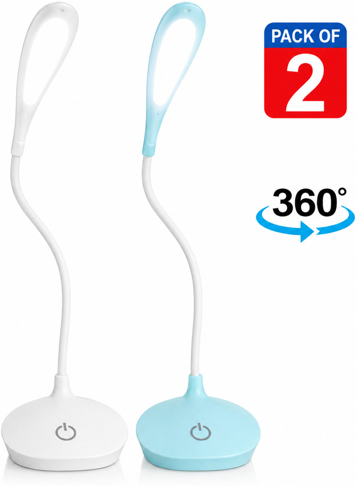 AarizCretions Touch Rechargeable LED Study Table Lamp with 360° Flexible Gooseneck Study Lamp
