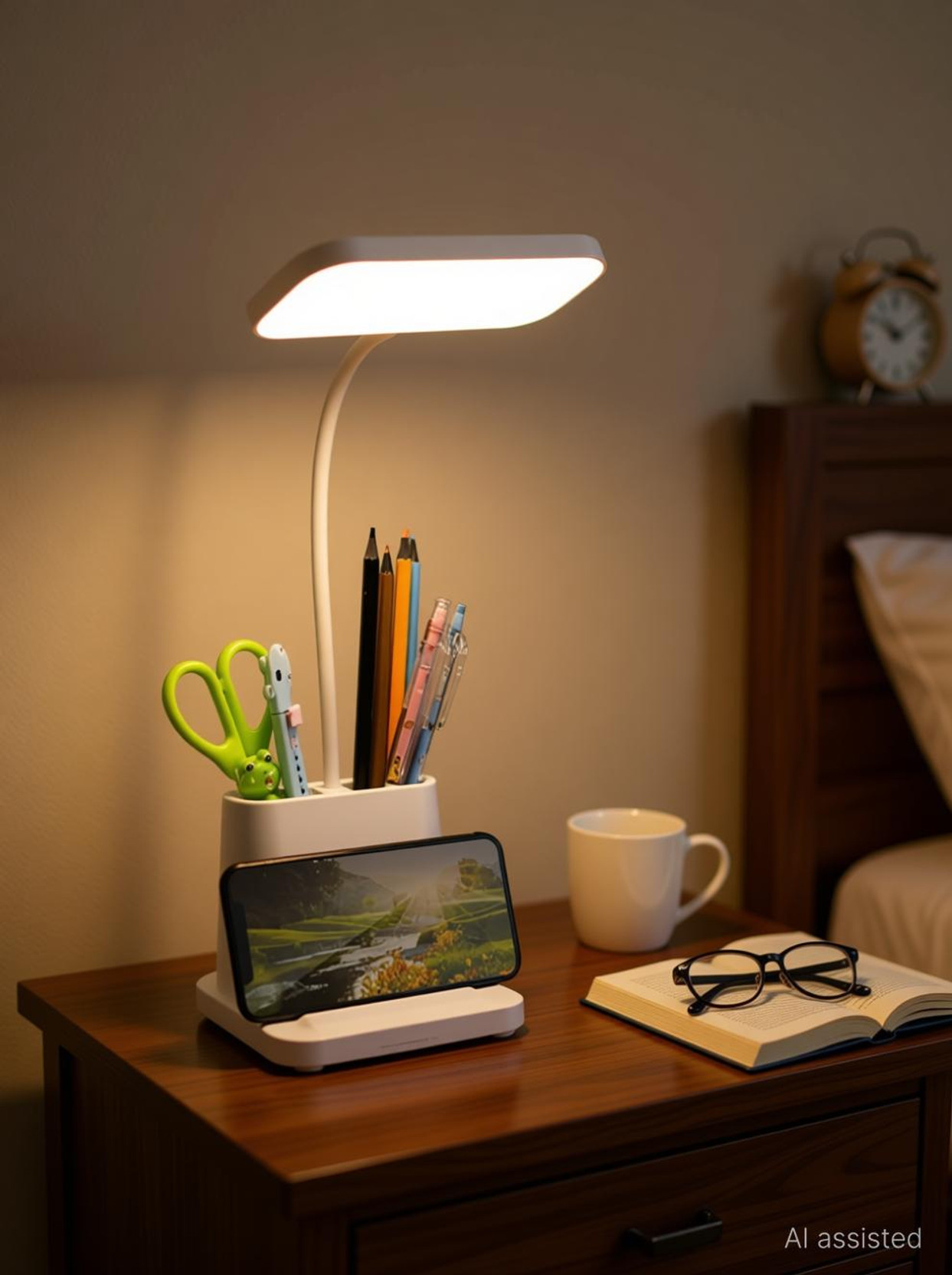 DIYALUX Plastic LED Desk Lamp Dimmable Reading Lamp with USB Charging Port 3 Colour Mode Study Lamp