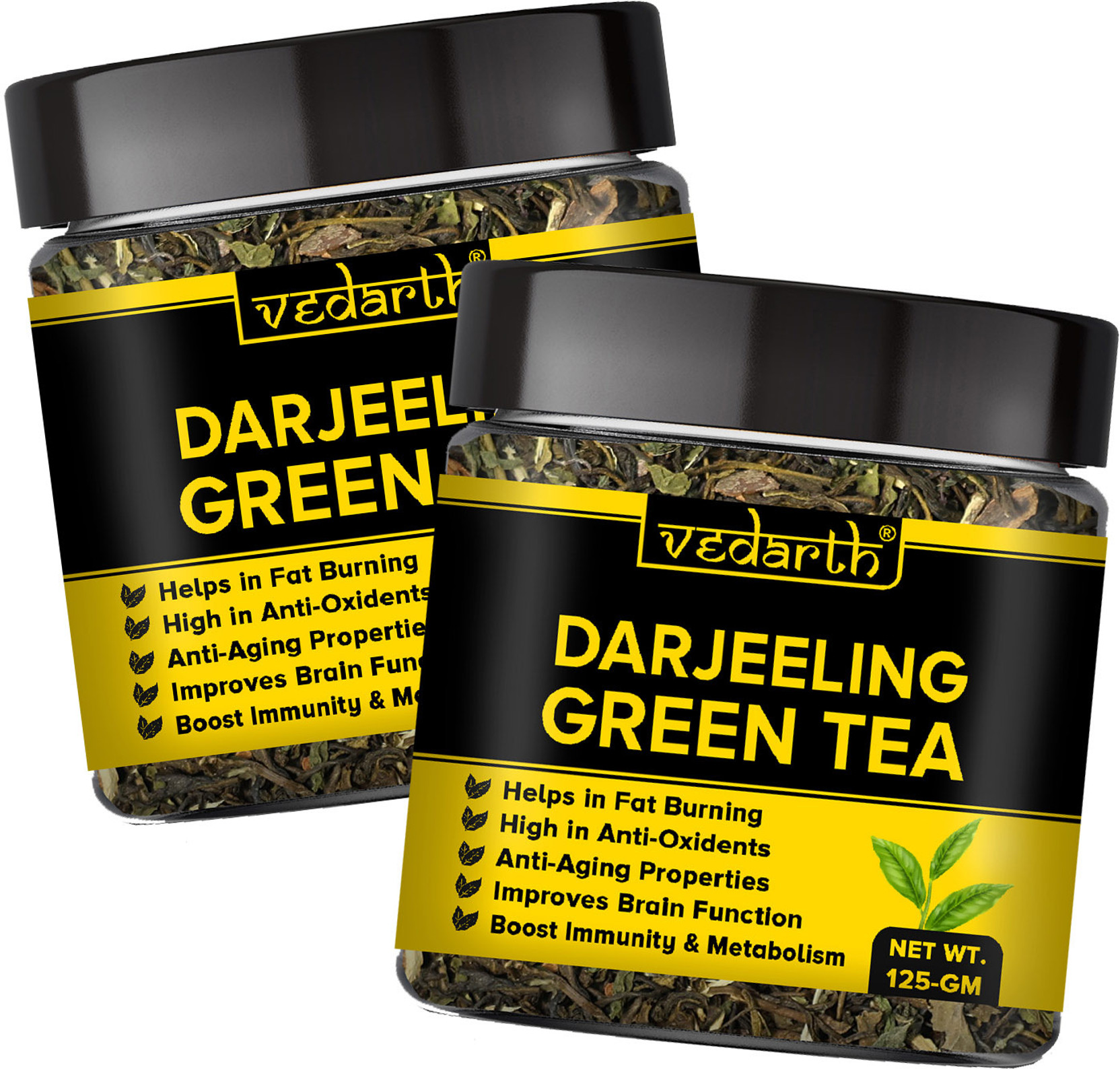 Vedarth Darjeeling Green Tea Leaf (Dried Leafs) Pack of 2 Green Tea Plastic Bottle