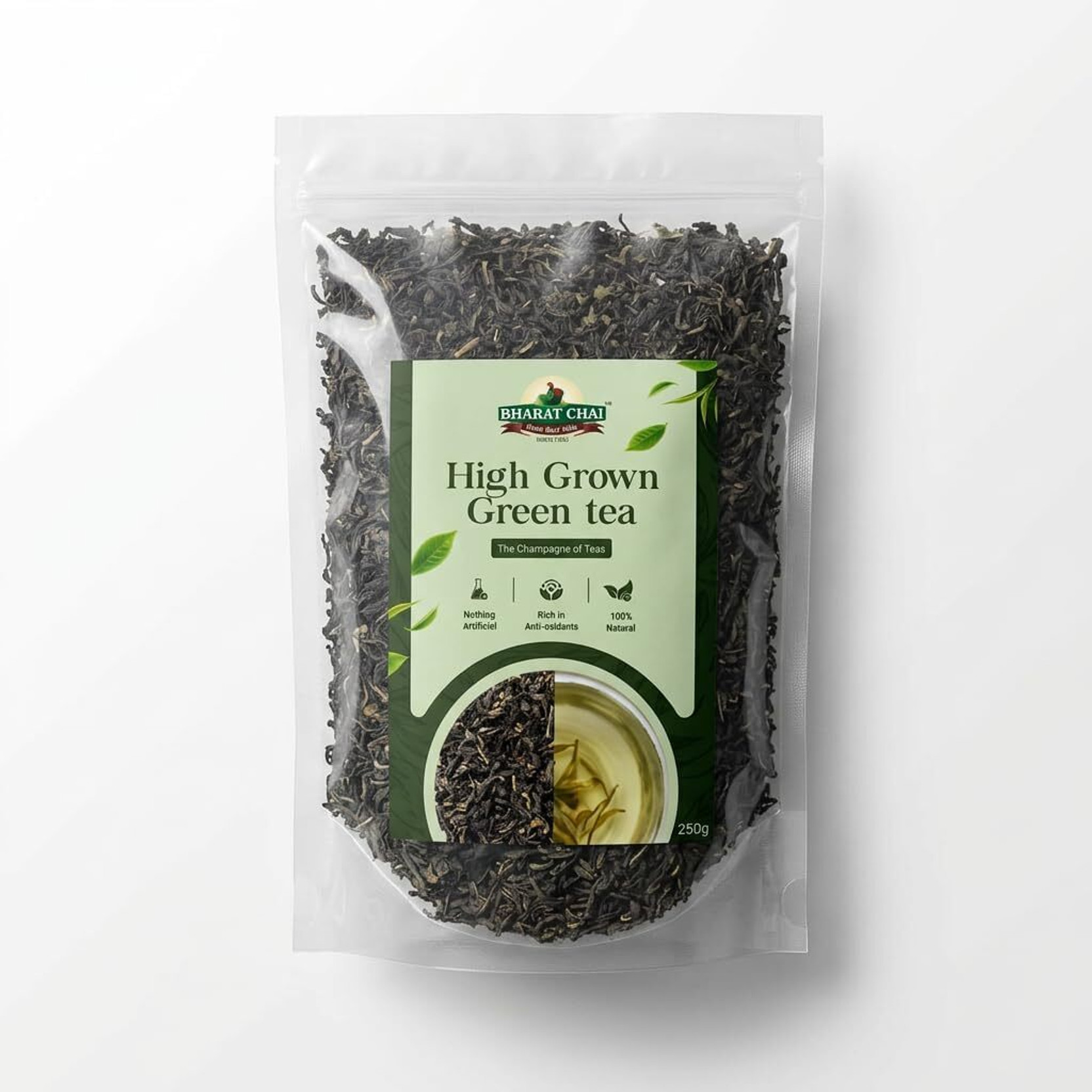 bharat chai Special High Grown Green Tea Leaves (125 cups) Herbal with Delicate Floral Notes Green Tea Vacuum Pack