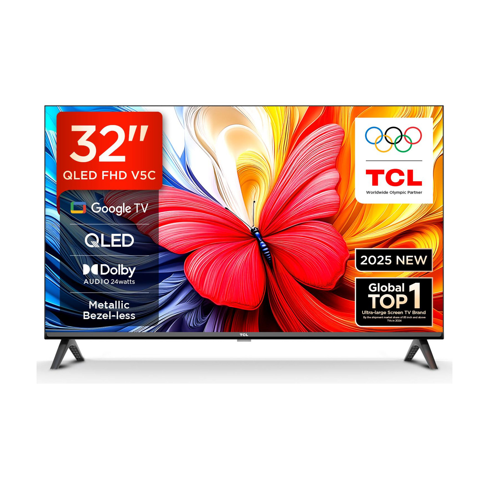 TCL V5C 80 cm (32 inch) QLED Full HD Smart Google TV with 100% Color Volume Plus , 28W Dolby Audio , G...