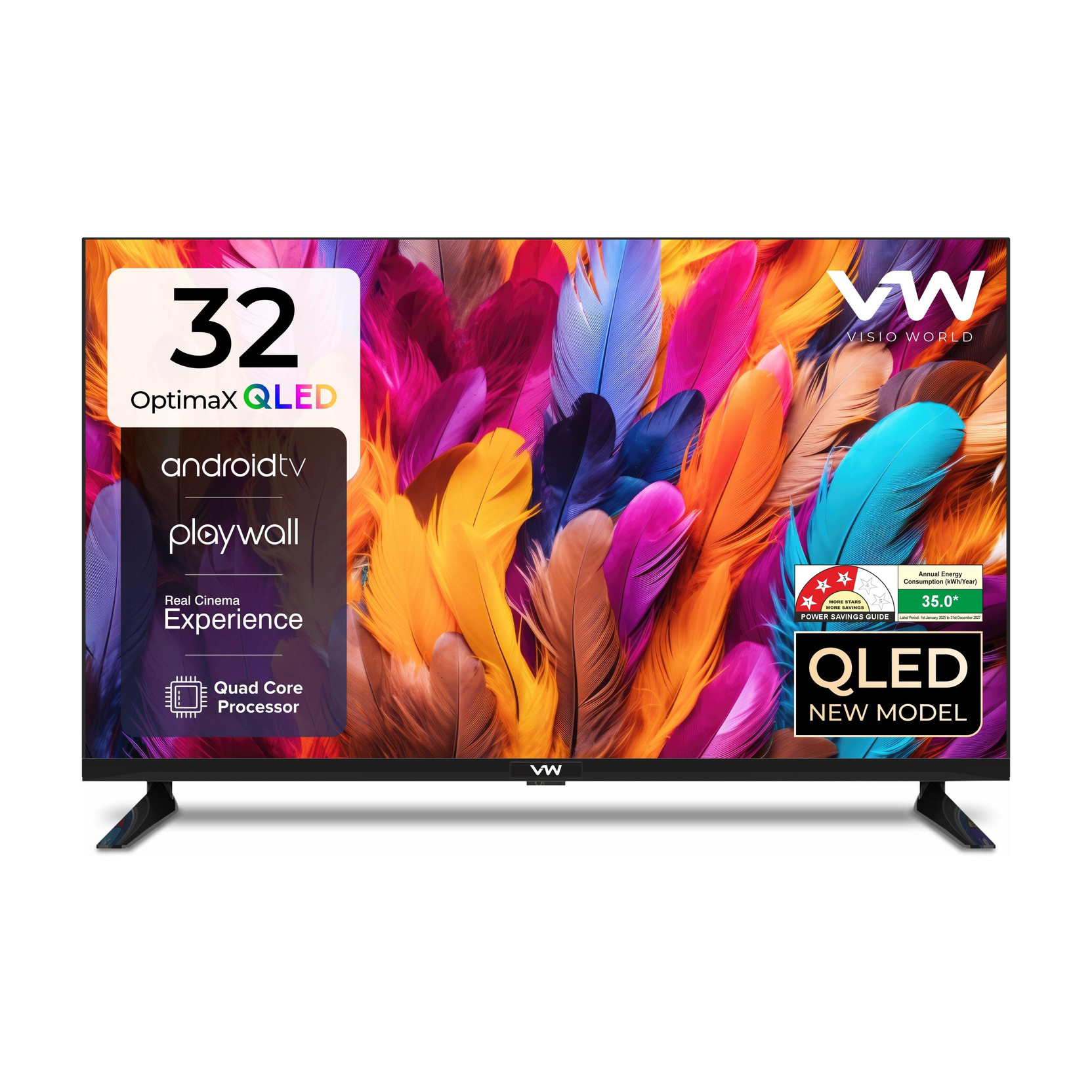 VW OptimaX Series 80 cm (32 inch) QLED HD Ready Smart Android TV
