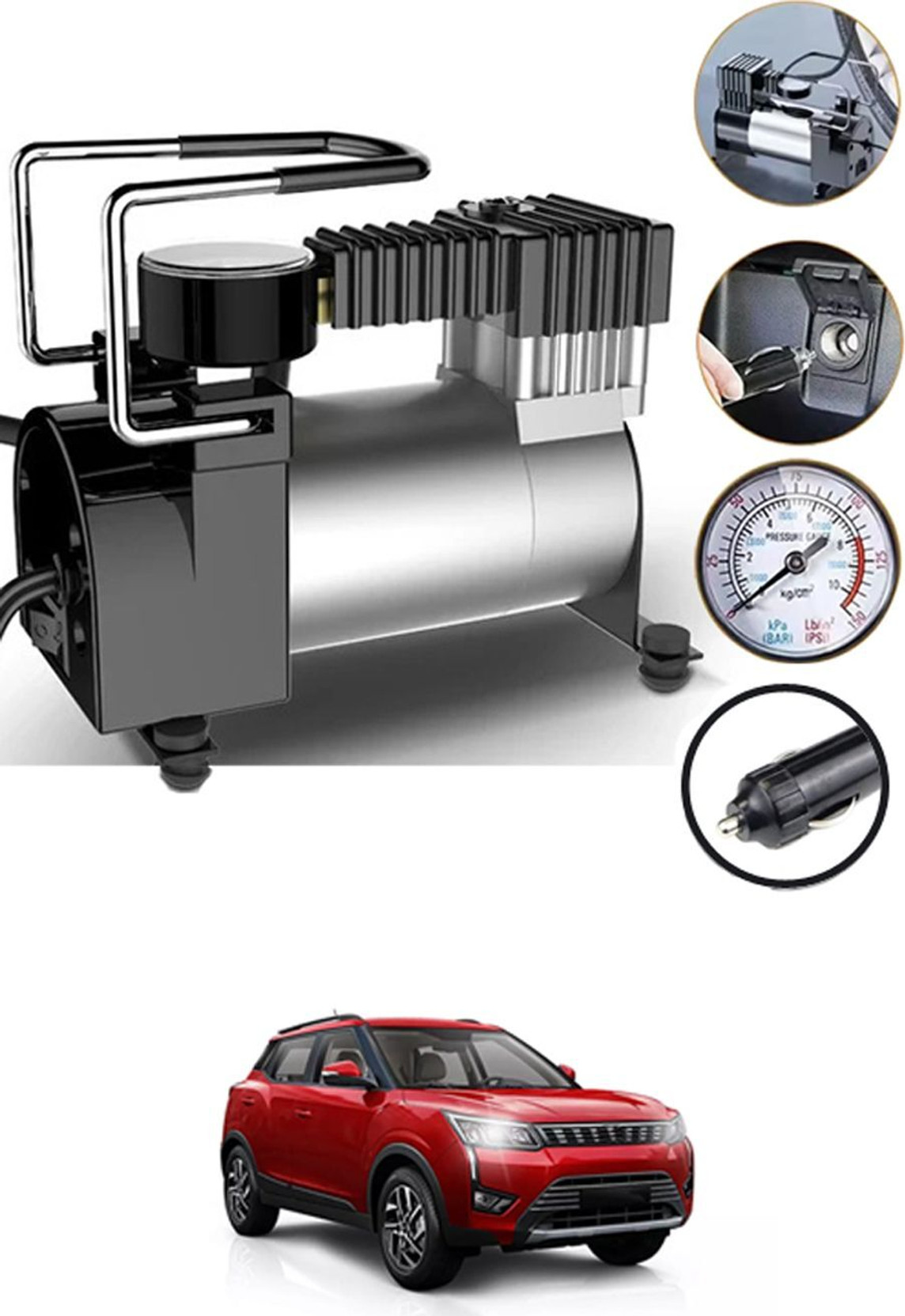 Viga mart Compact Tire Air Pump | Portable | M2A23 150 psi Tyre Air Pump for Car & Bike