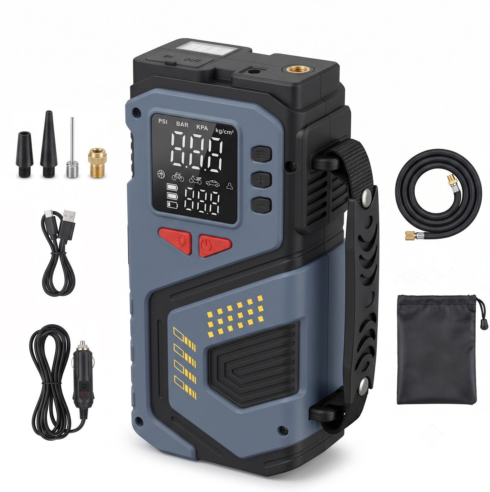 inveXo 2-in-1 Wired+Wireless 6000mAh 150PSI 150 psi Tyre Air Pump for Car & Bike
