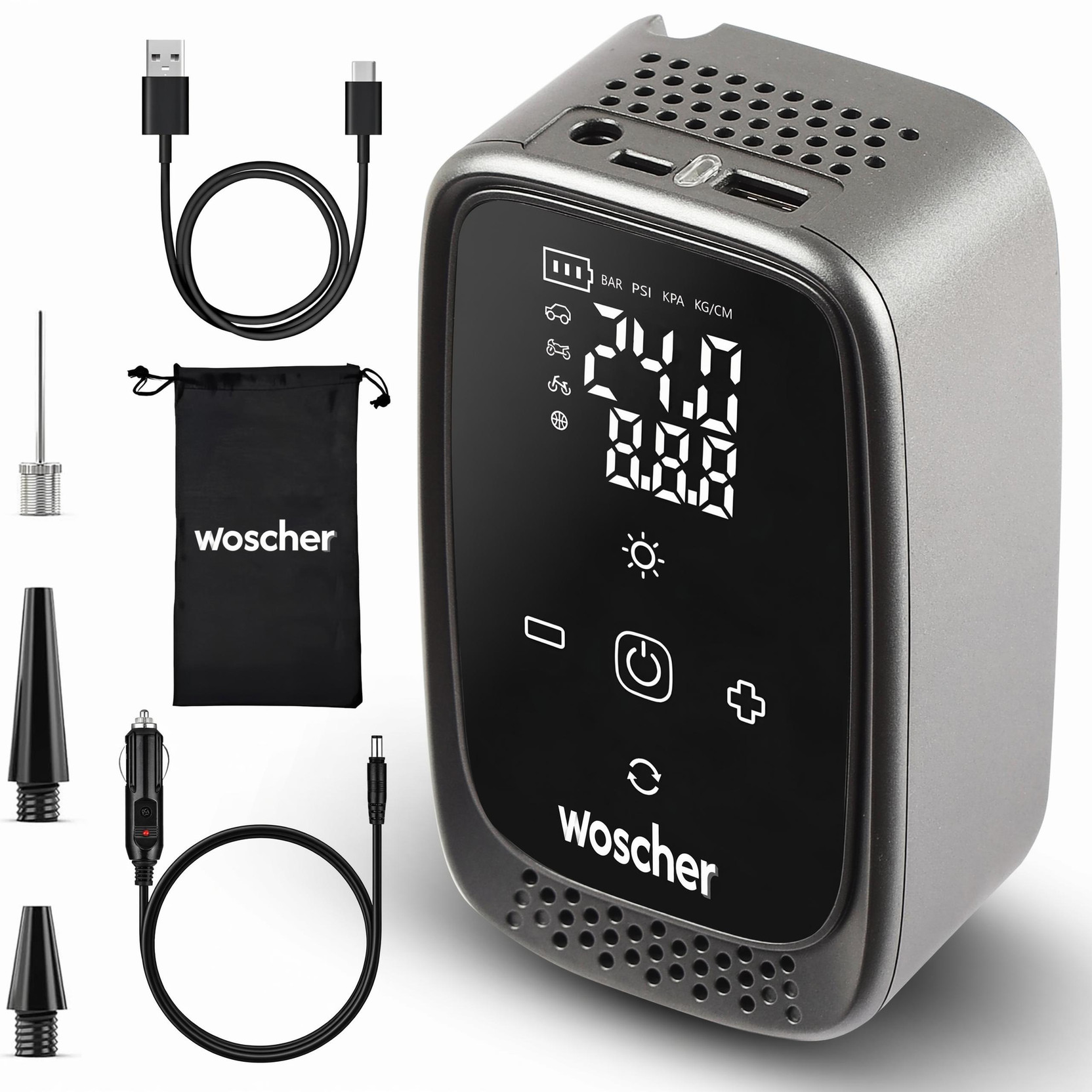 Woscher i23 4500mAh 2in1 Cordless Tyre Inflator 150 psi Tyre Air ...more