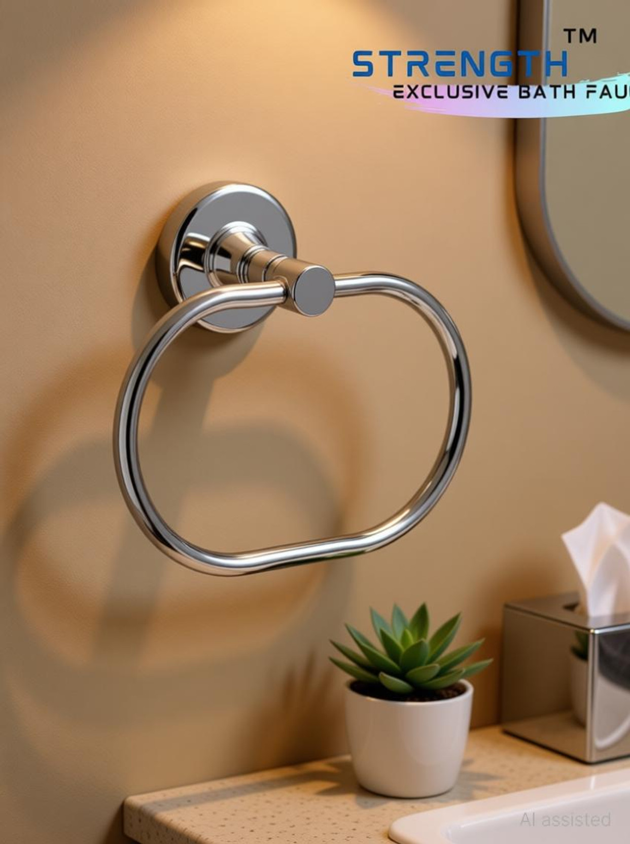 Marmolux Acc Chrome Towel Ring - Hand Towel Holder for Bathroom Wall