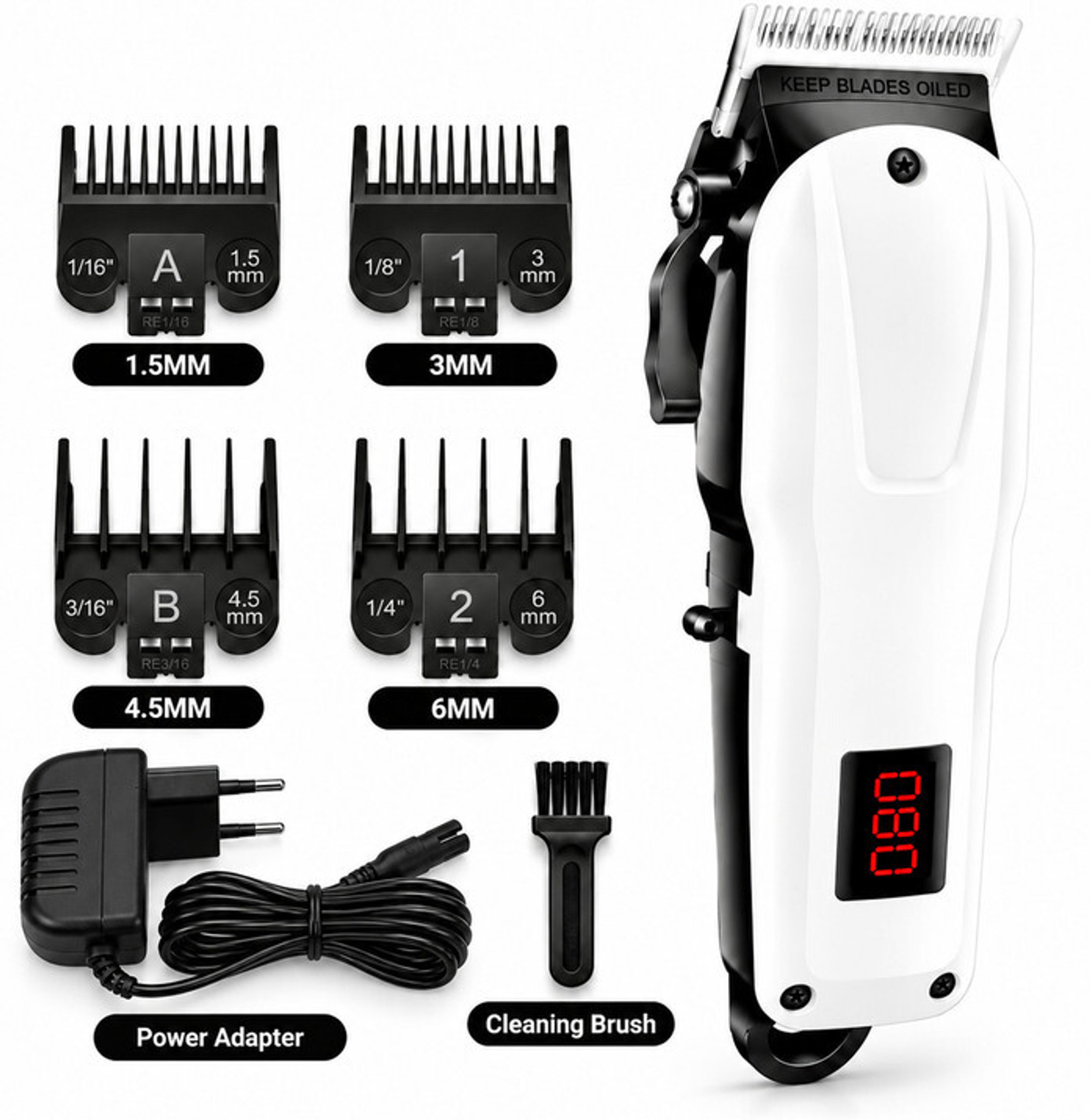ZYRIAN 809A Rechargeable Hair Trimmer for Men with LED Display & Adjustable Side Lever Fully Waterproof Trimmer 240 min  Runtime 5 Length Settings