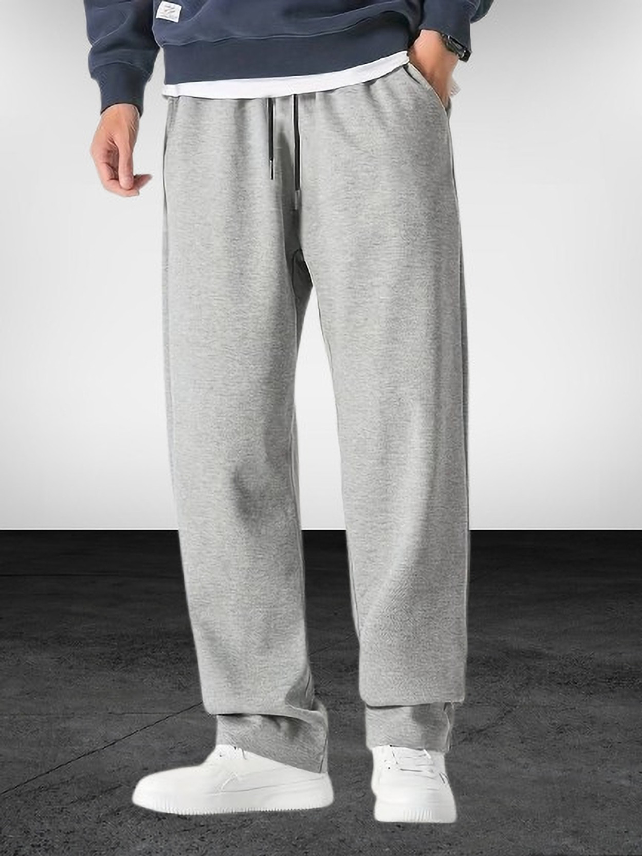 Men Relaxed Grey Pure Cotton Trousers