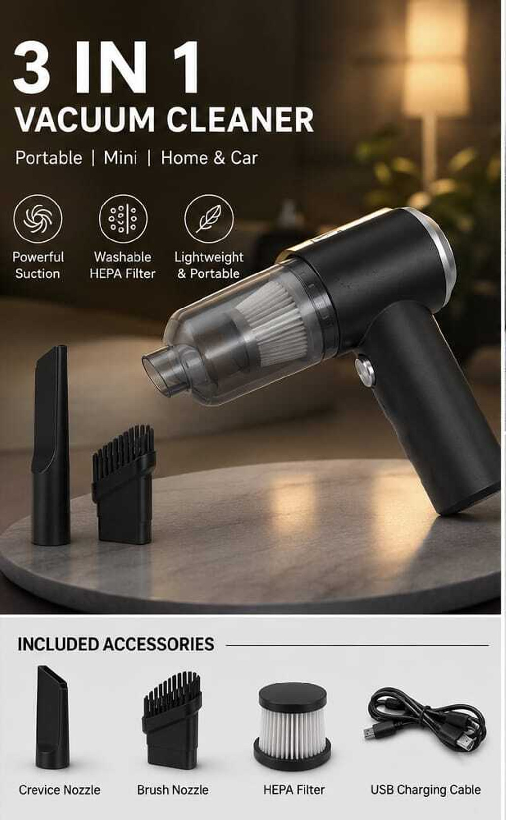 AGPglobal Portable, USB Rechargeable, Wireless Handheld Mini, Strong Suction & Washable Cordless Vacuu...