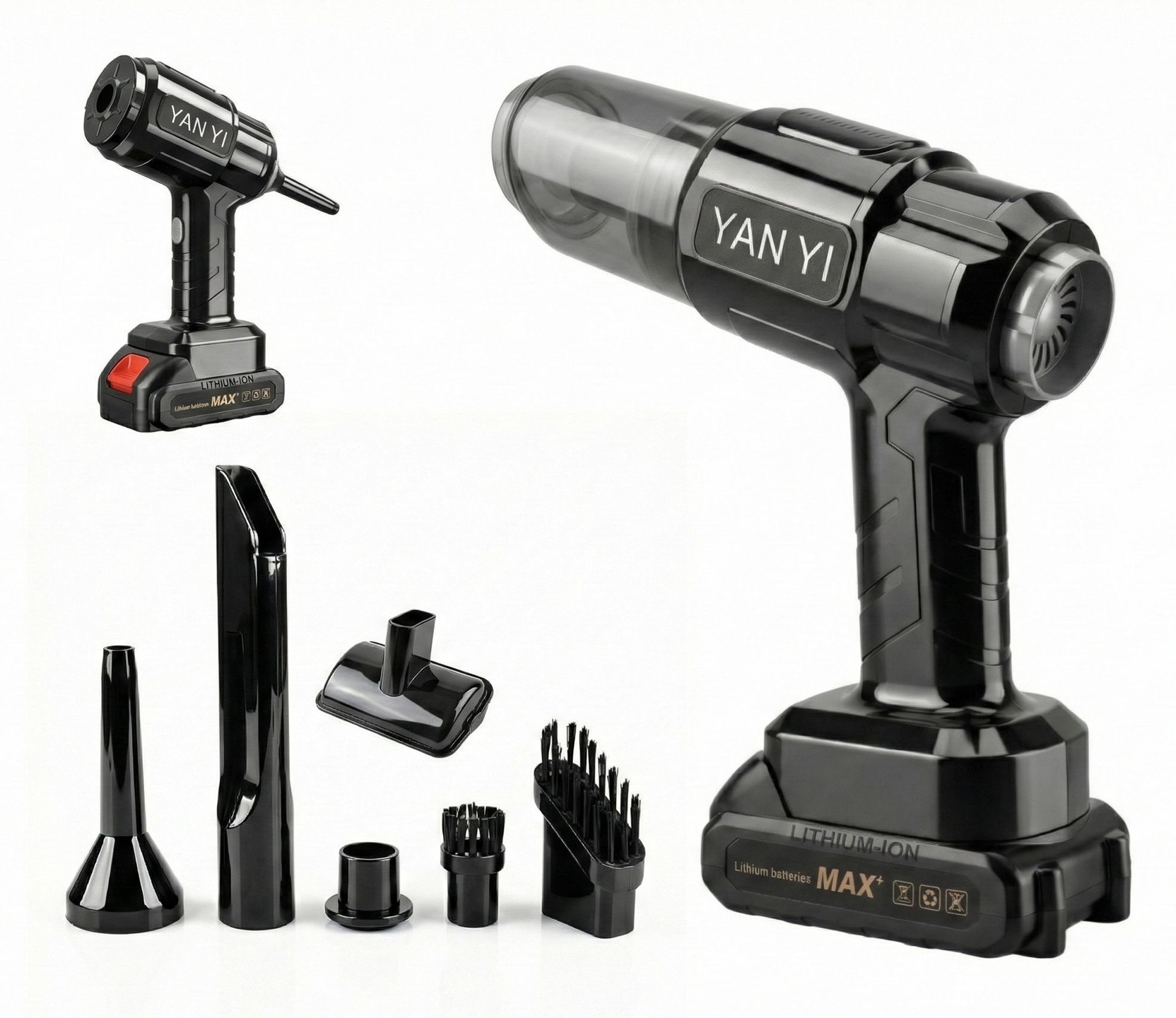 YAN YI Wireless High Power Car Vacuum Cleaner Car Vacuum Cleaner with Reusable Dust Bag, Anti-Bacterial Cleaning, Swappable Battery