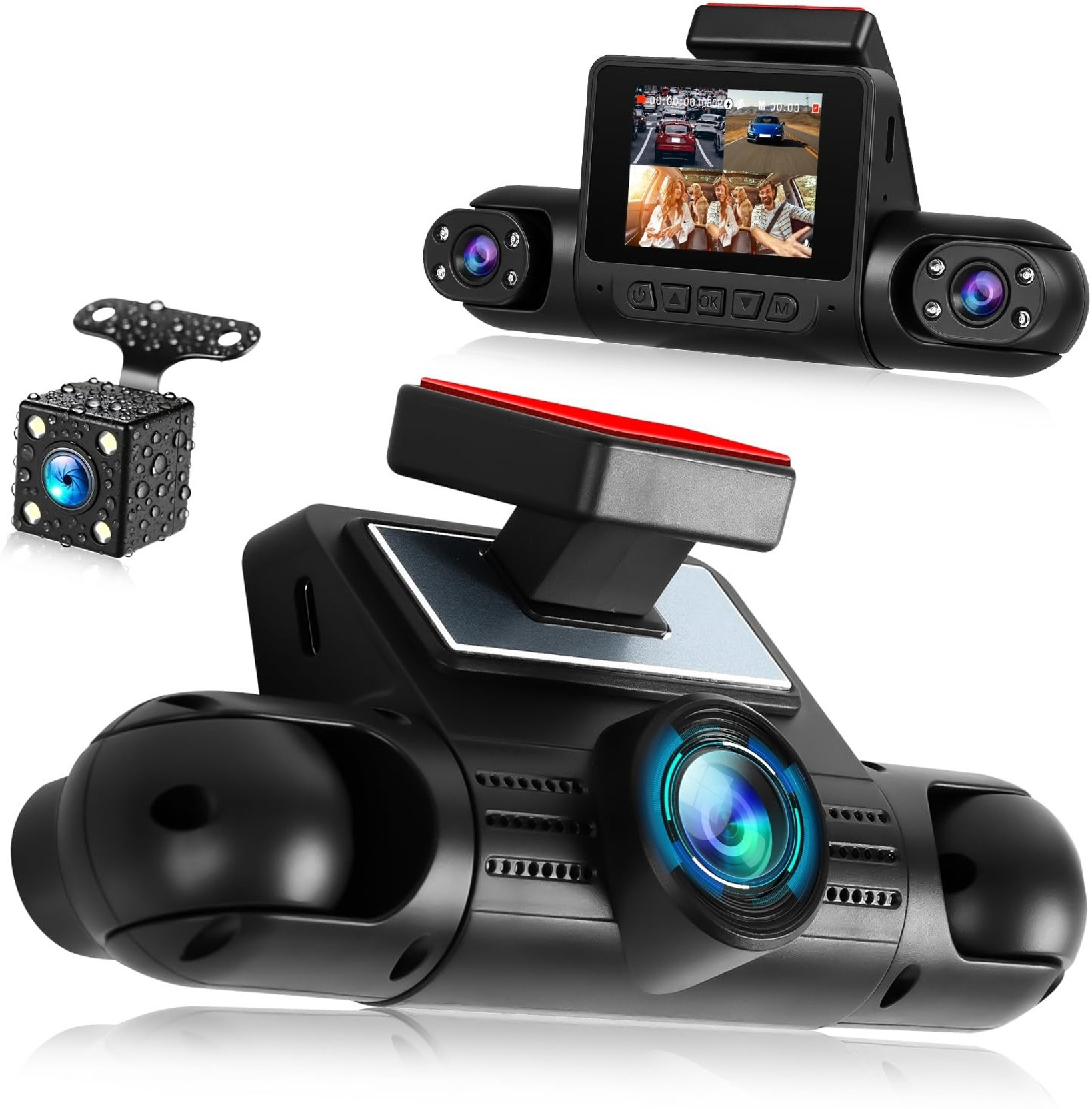 GUPTAVISION 4 Camera Car Dash Cam DVR 1080P Full HD with Night Vision, Dashboard Camera System