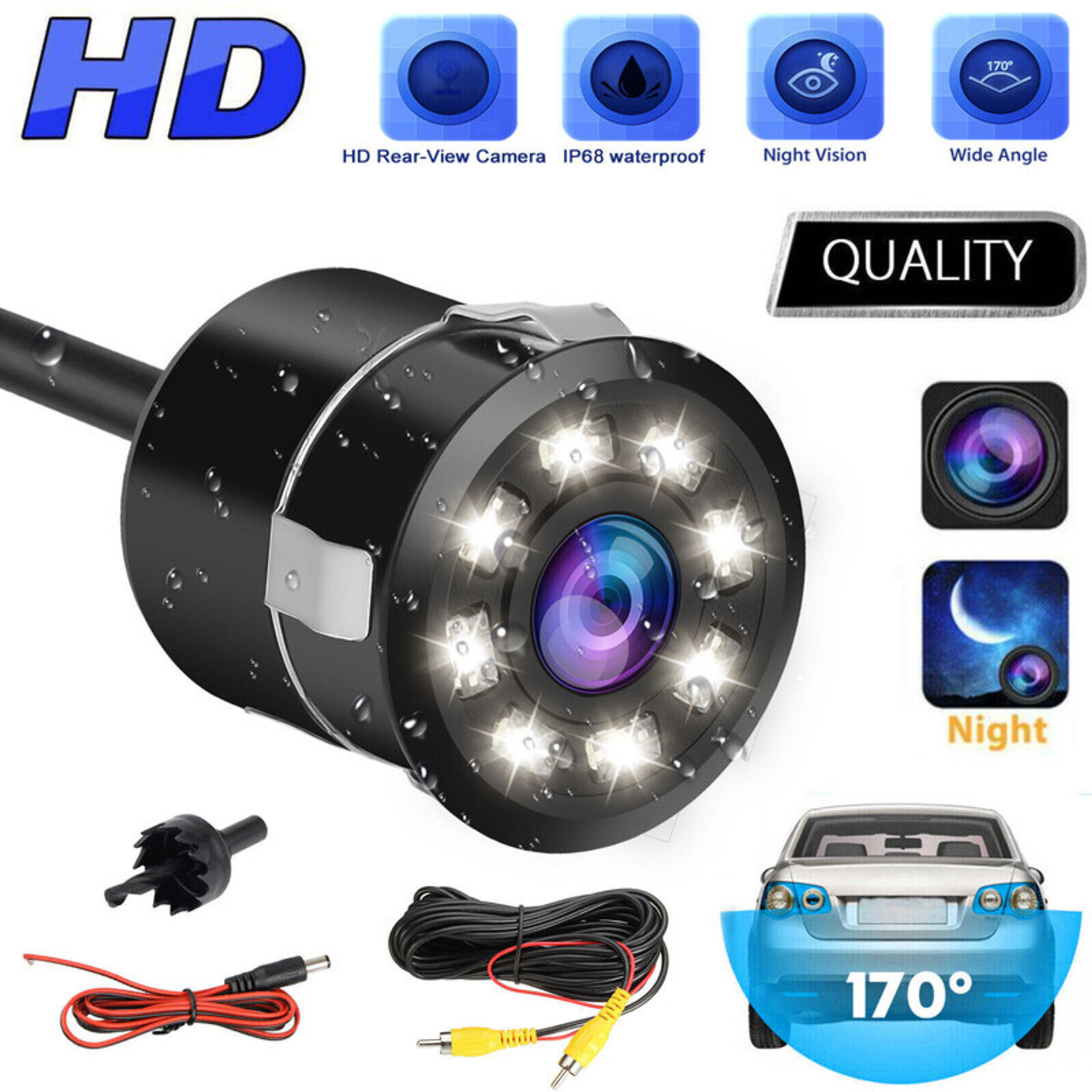 LOVMOTO Car HD Rear View 8 Led Camera Night Vision Reversing Back For Ign-is Car HD Rear View 8 Led Camera Night Vision Reversing Back For Ign-is Parking Sensor