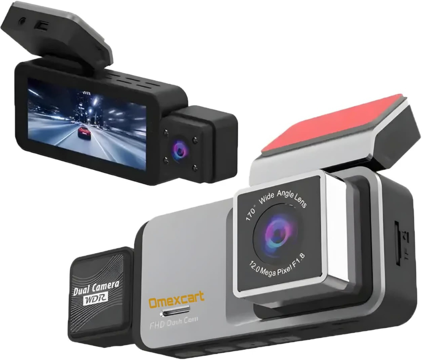 Omexcart 3 Channel WiFi 1080P Night Vision 3.39 Inch IPS Touch Screen Dash Dashboard, In-car, Reverse Assist Camera System