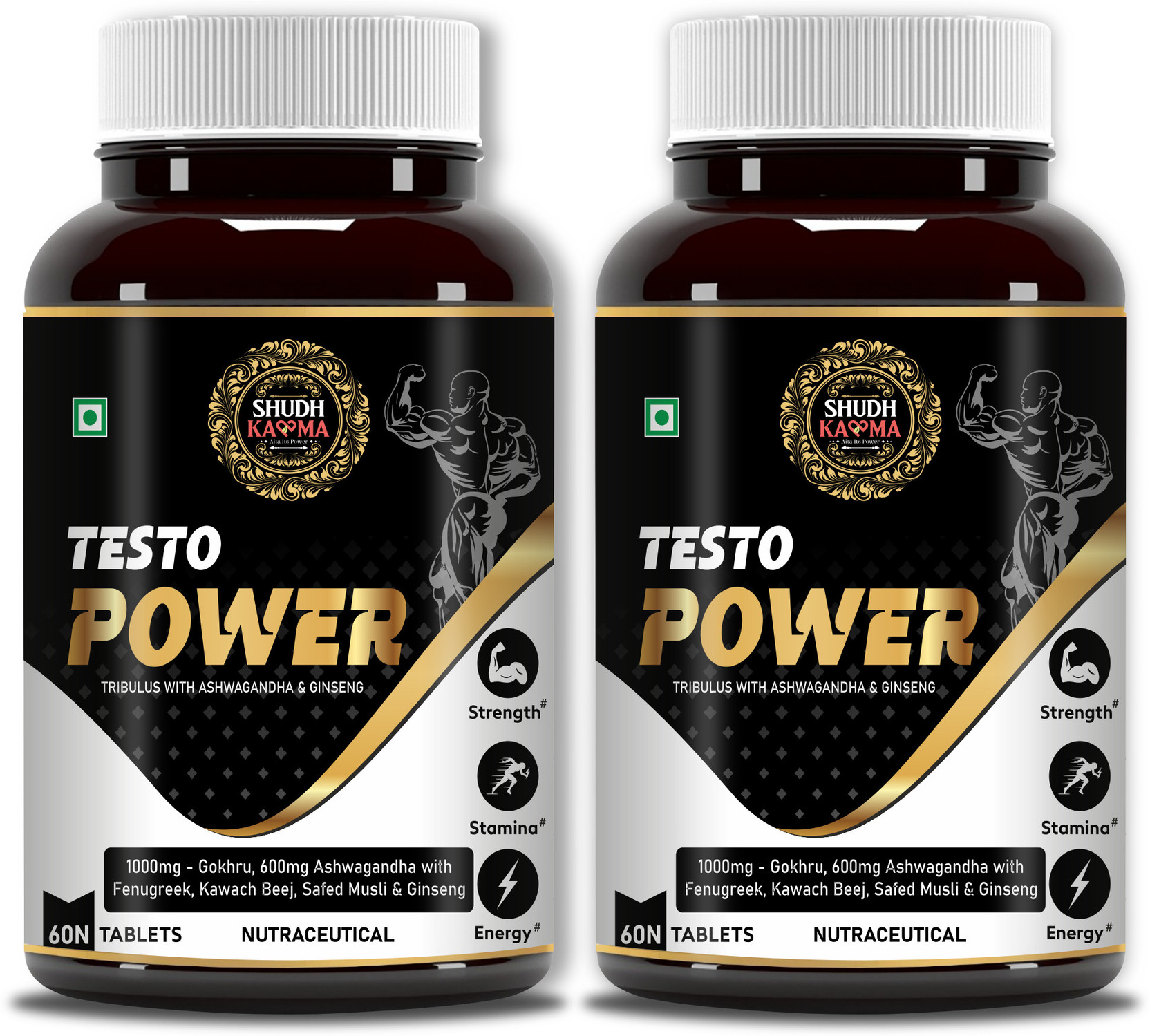 GRAB : Shudh Kaama Testo Power Testosterone Booster for Men (2 x 60 Tablets) @637.