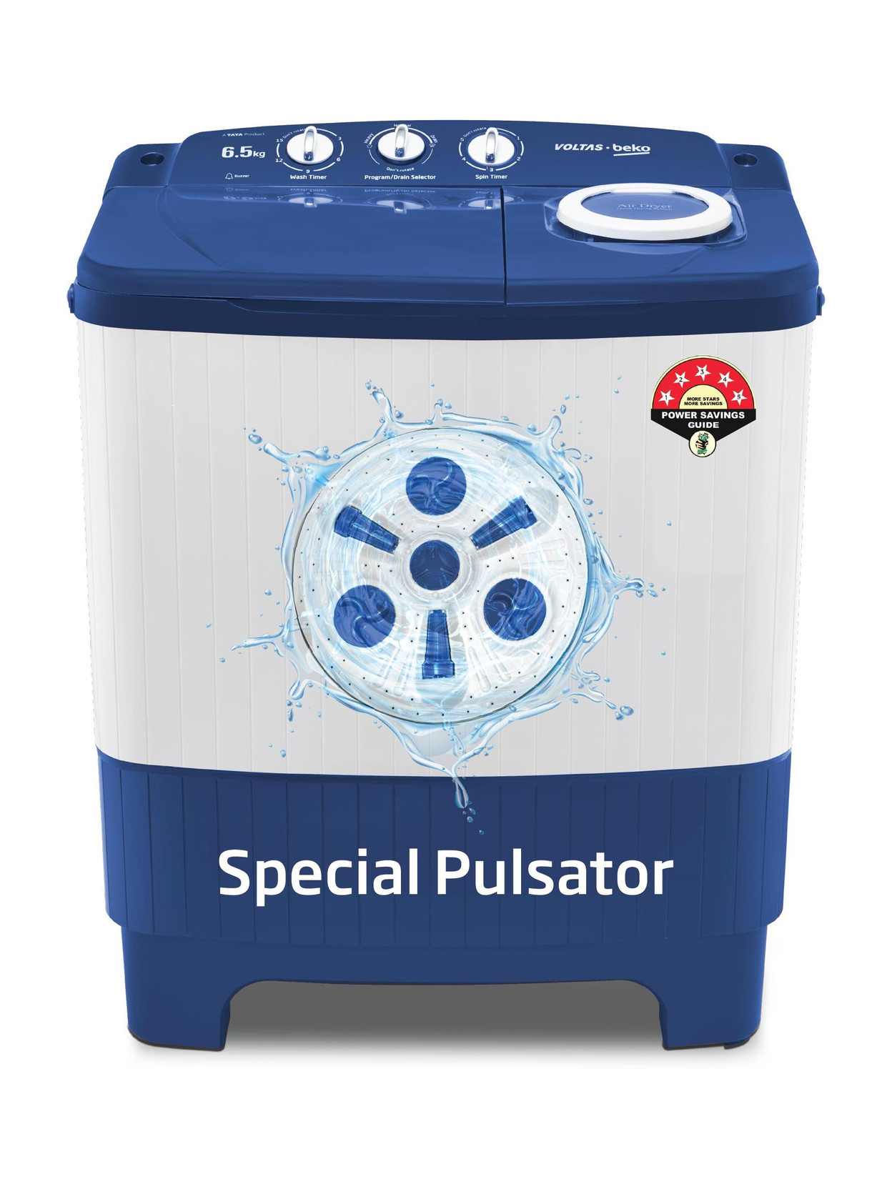 Voltas Beko 6.5 kg Semi Automatic Top Load Washing Machine Blue