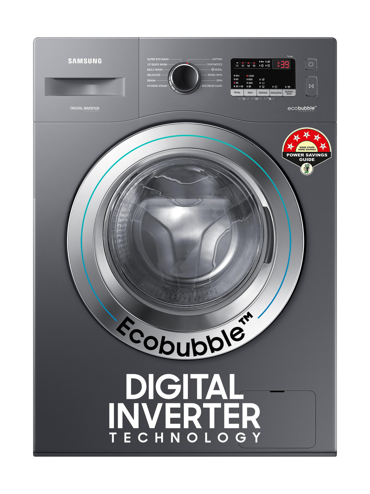 Samsung 7 kg 5 star, EcoBubble Technology, Hygiene Steam Digital Inverter Fully Automatic Front Load W...