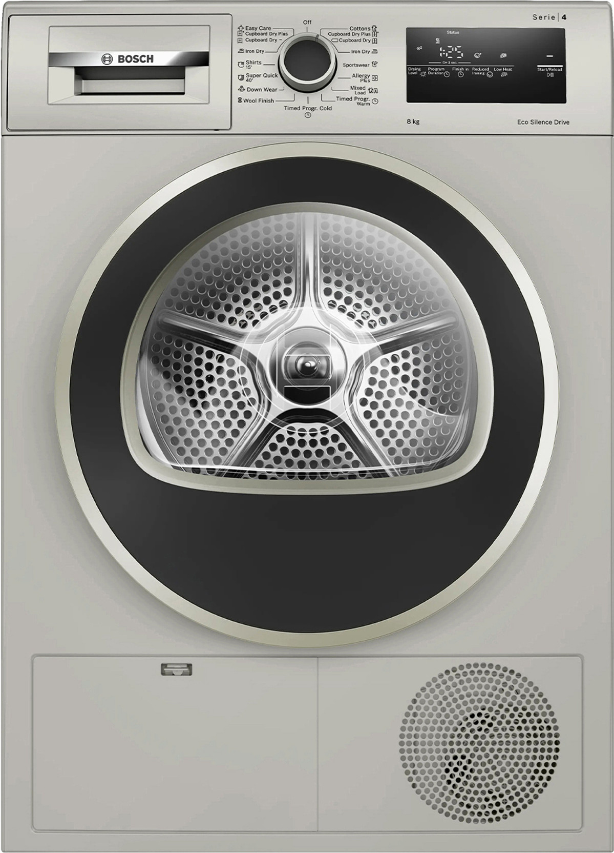 BOSCH 8 kg Dryer with In-built Heater Silver