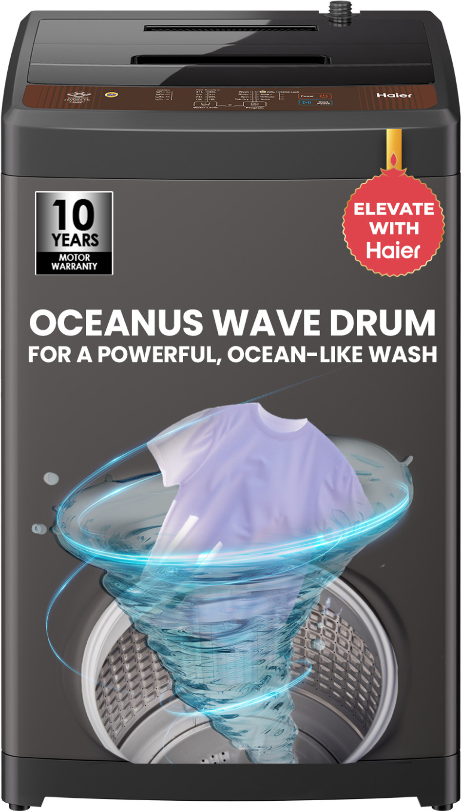 Haier 7 kg Powerful Oceanus Wave Drum, Smart Fuzzy Control, Balance Clean Pulsator, Custom Wash Cycles...