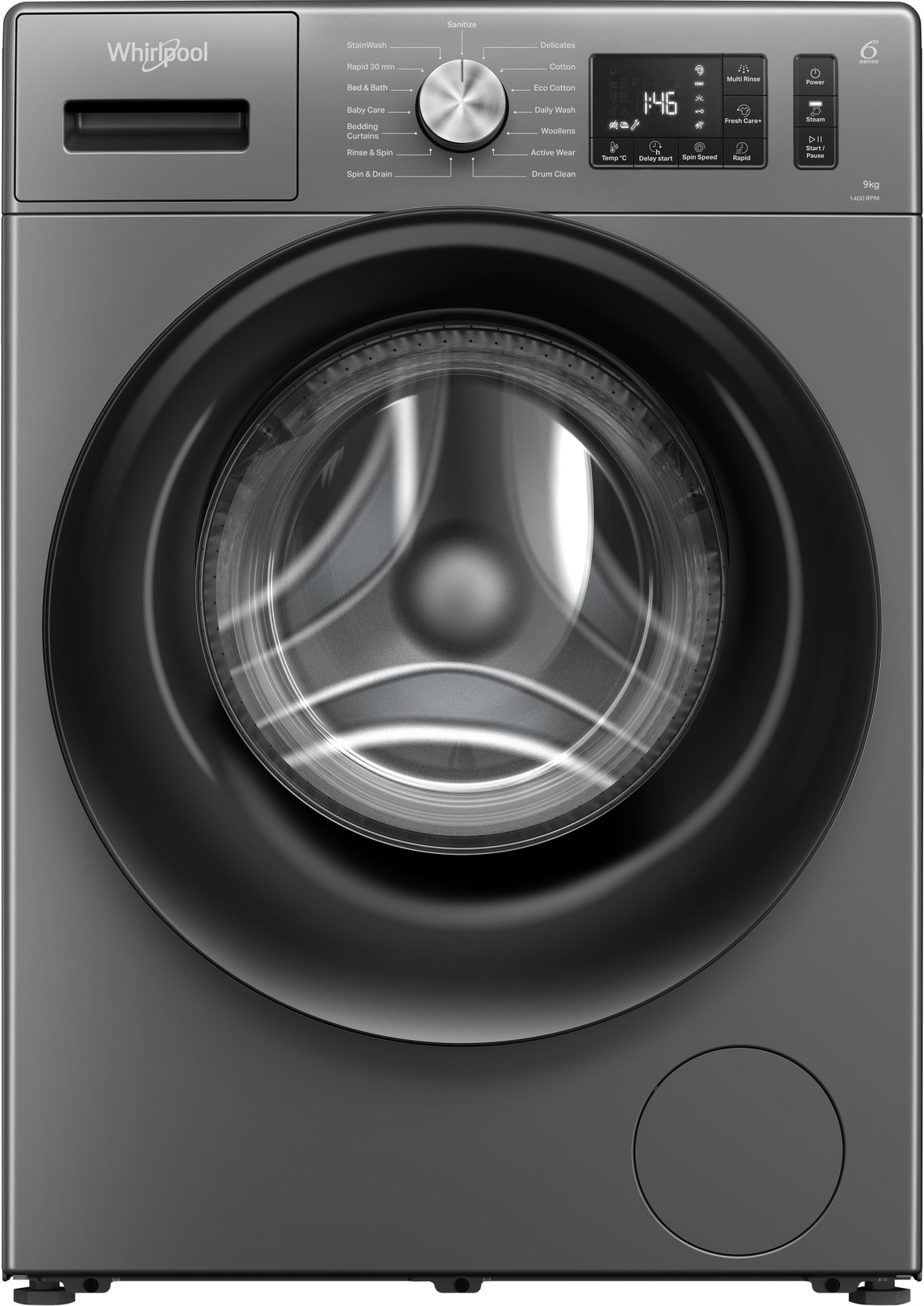 Whirlpool 9 kg Fully Automatic Front Load Washing Machine with In-built Heater Grey