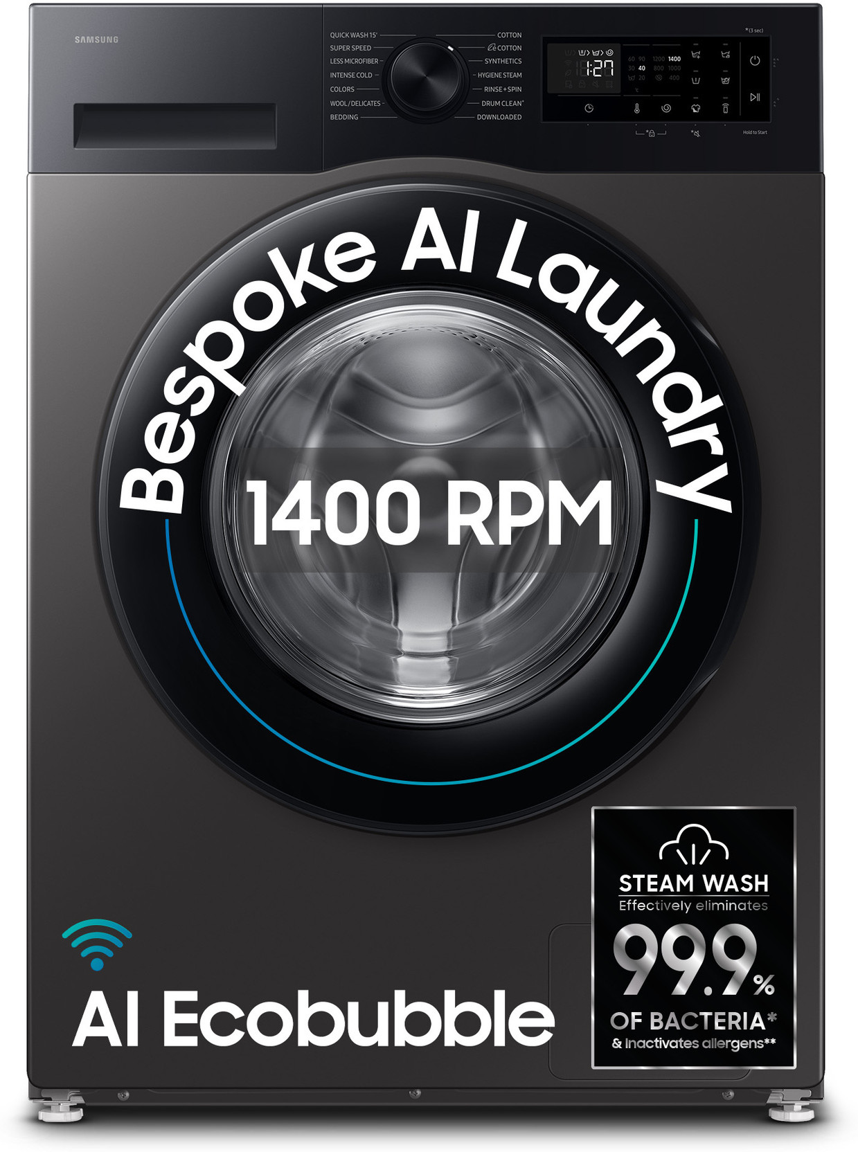 Samsung 12 kg 5 Star, AI Ecobubble, Super Speed, Wi-Fi, Hygiene Steam, Digital Inverter Motor Fully Au...