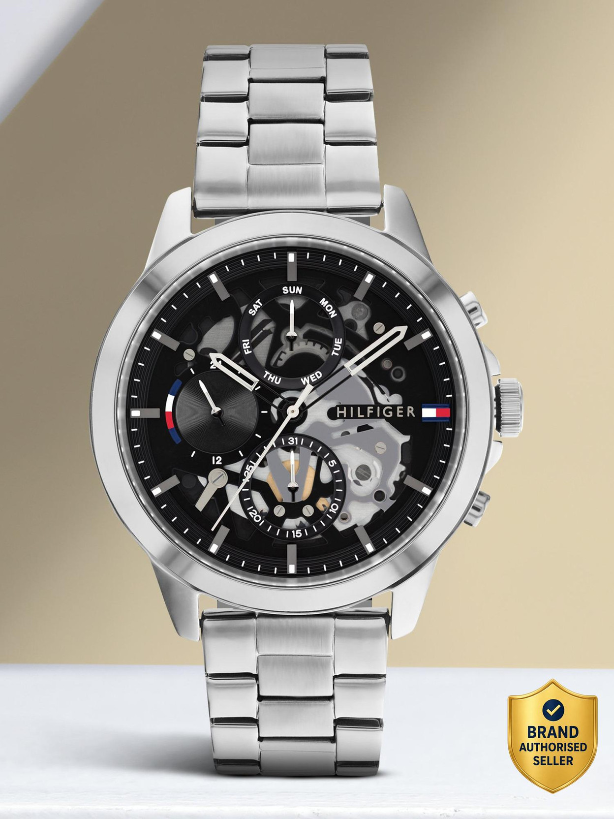 Tommy Hilfiger Multifunction Black Dial Silver Stainless Steel Strap Analog Watch  - For Men NETH1710477,NTTH1710477,NTTH1710477W